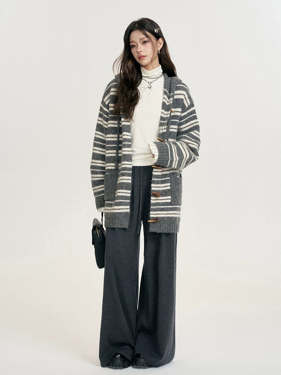 16DEWS 16D24405 High waisted pleated knitted casual pants