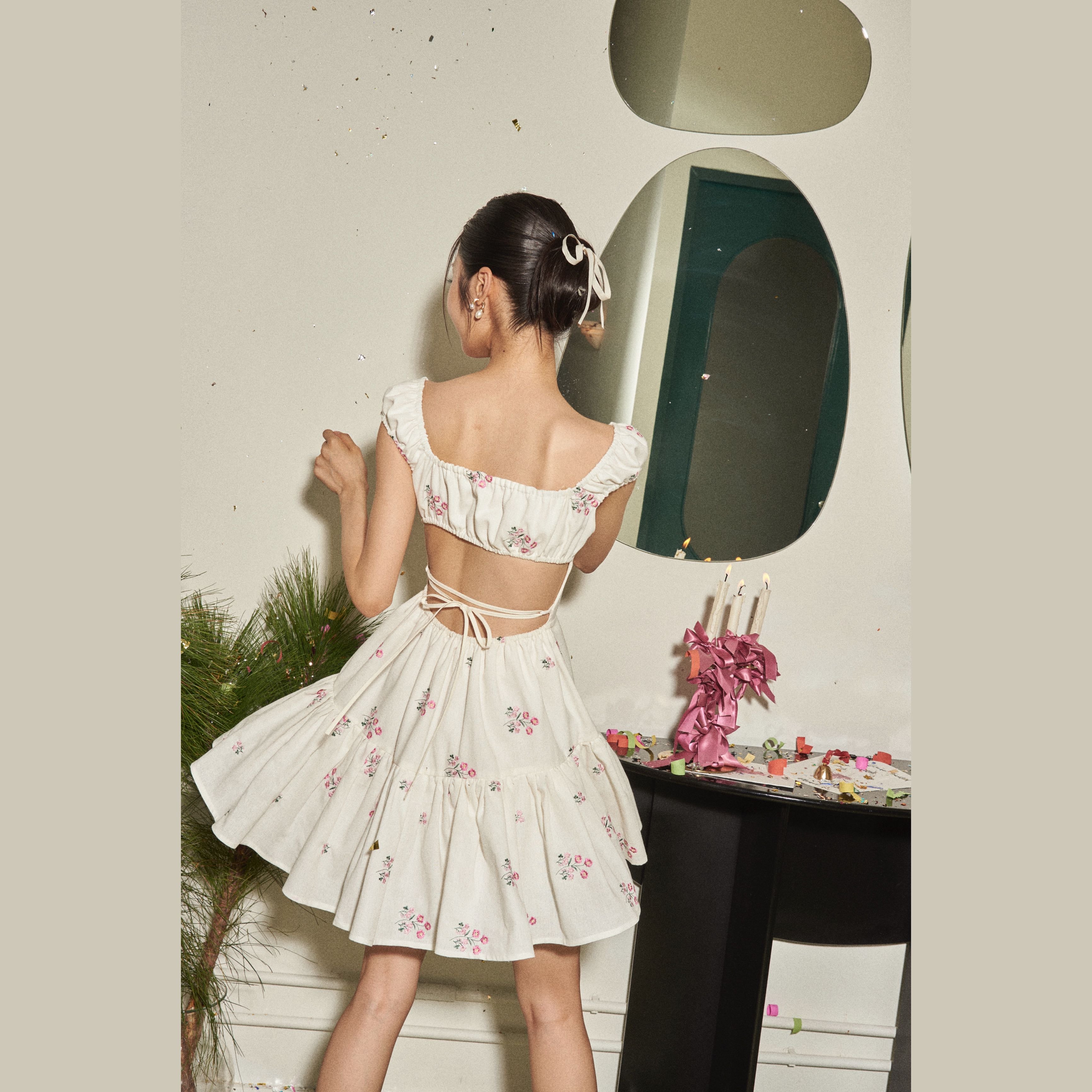 PLEASED Rose Mini Dress