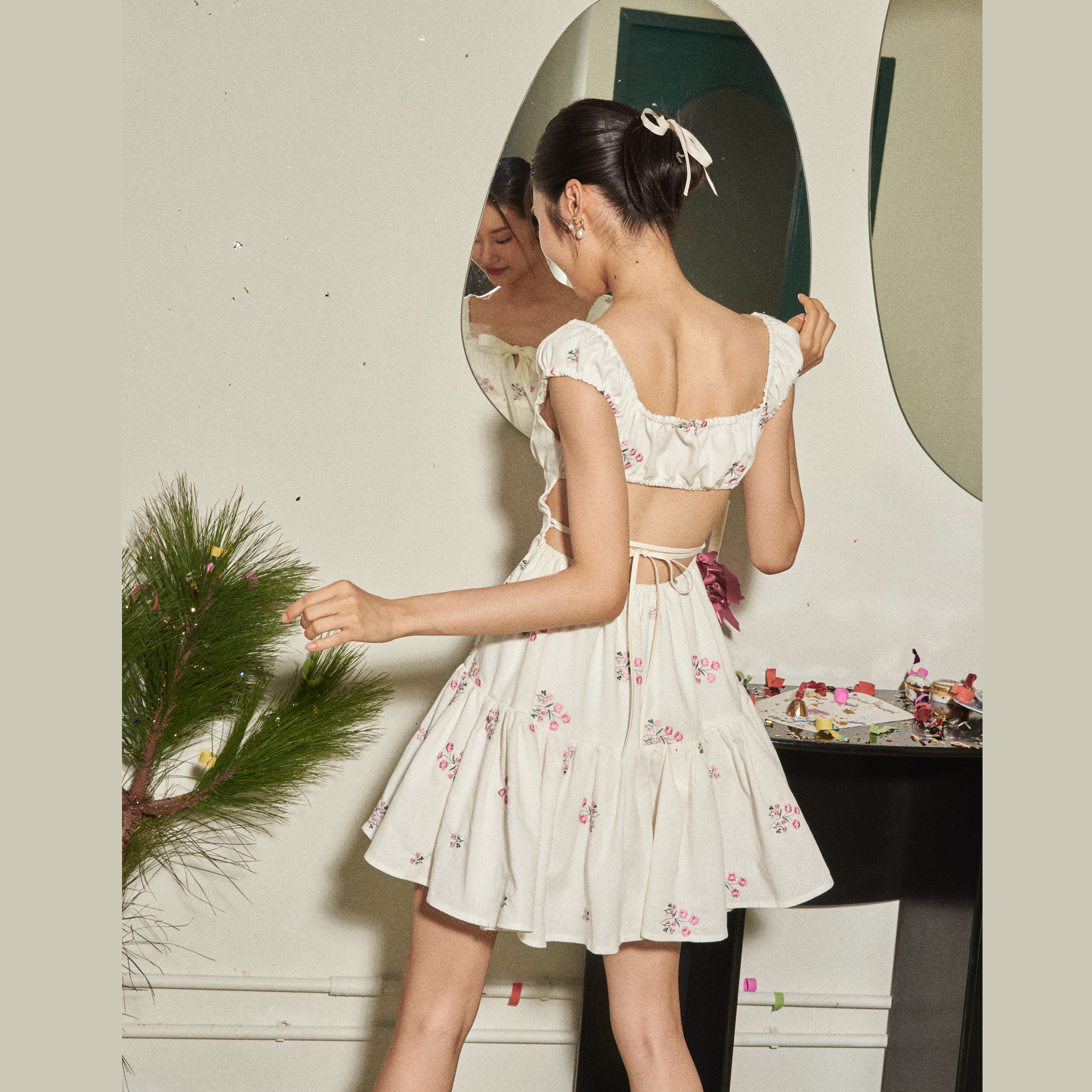 PLEASED Rose Mini Dress