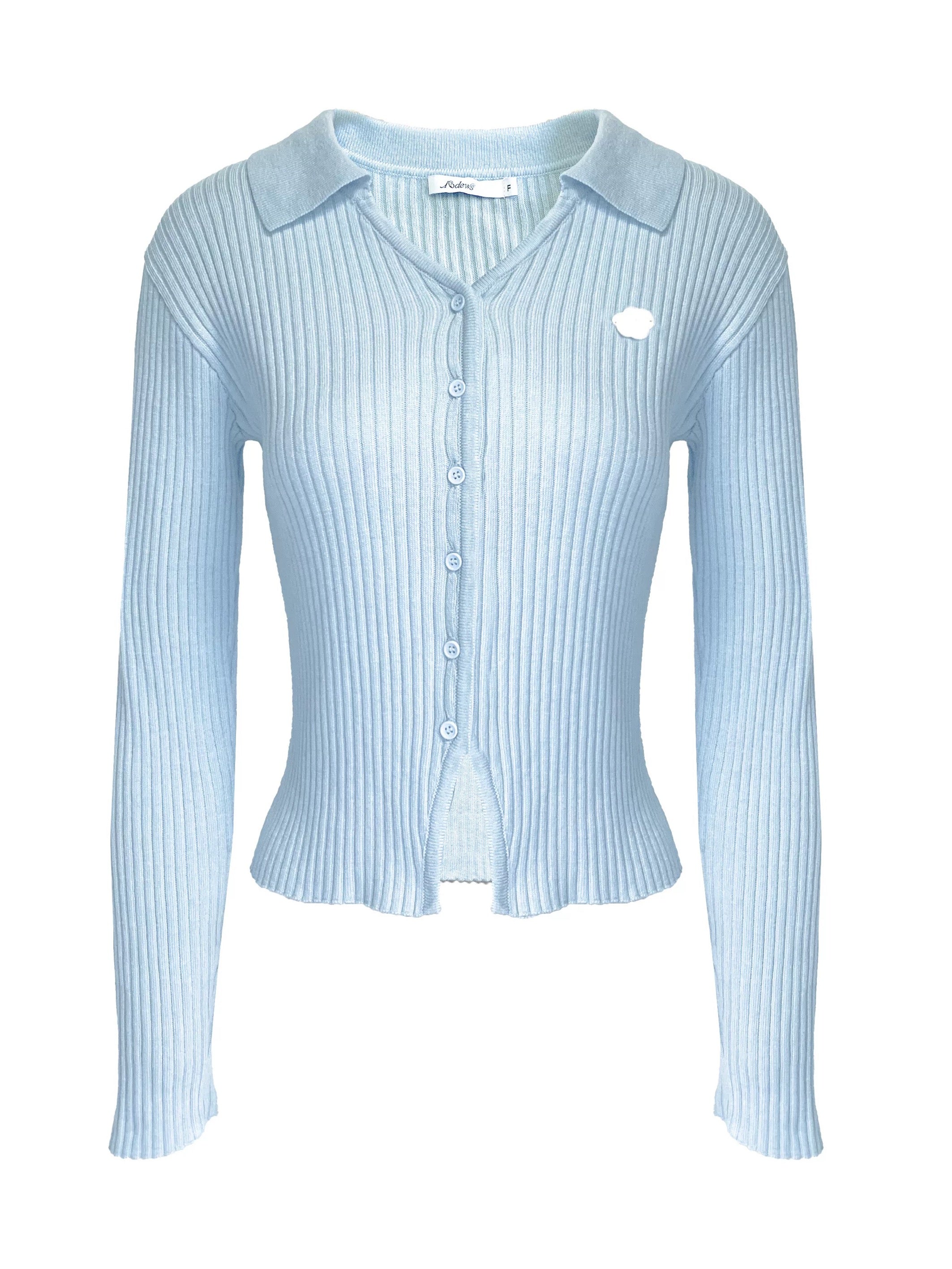 16DEWS 16D24261 Blue long sleeved knitted top