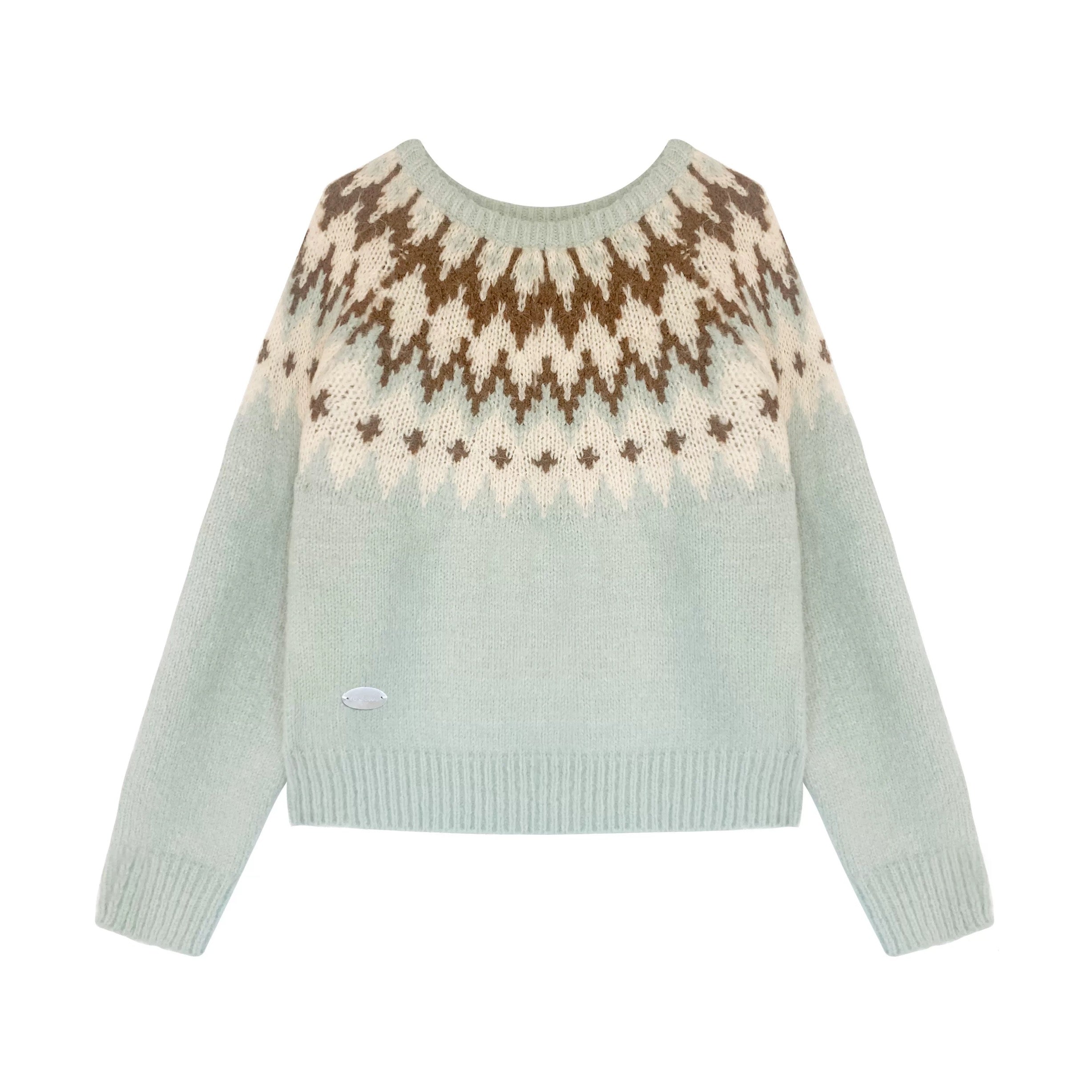 16DEWS 16D24392 Fair Island Retro Round Neck Sweater