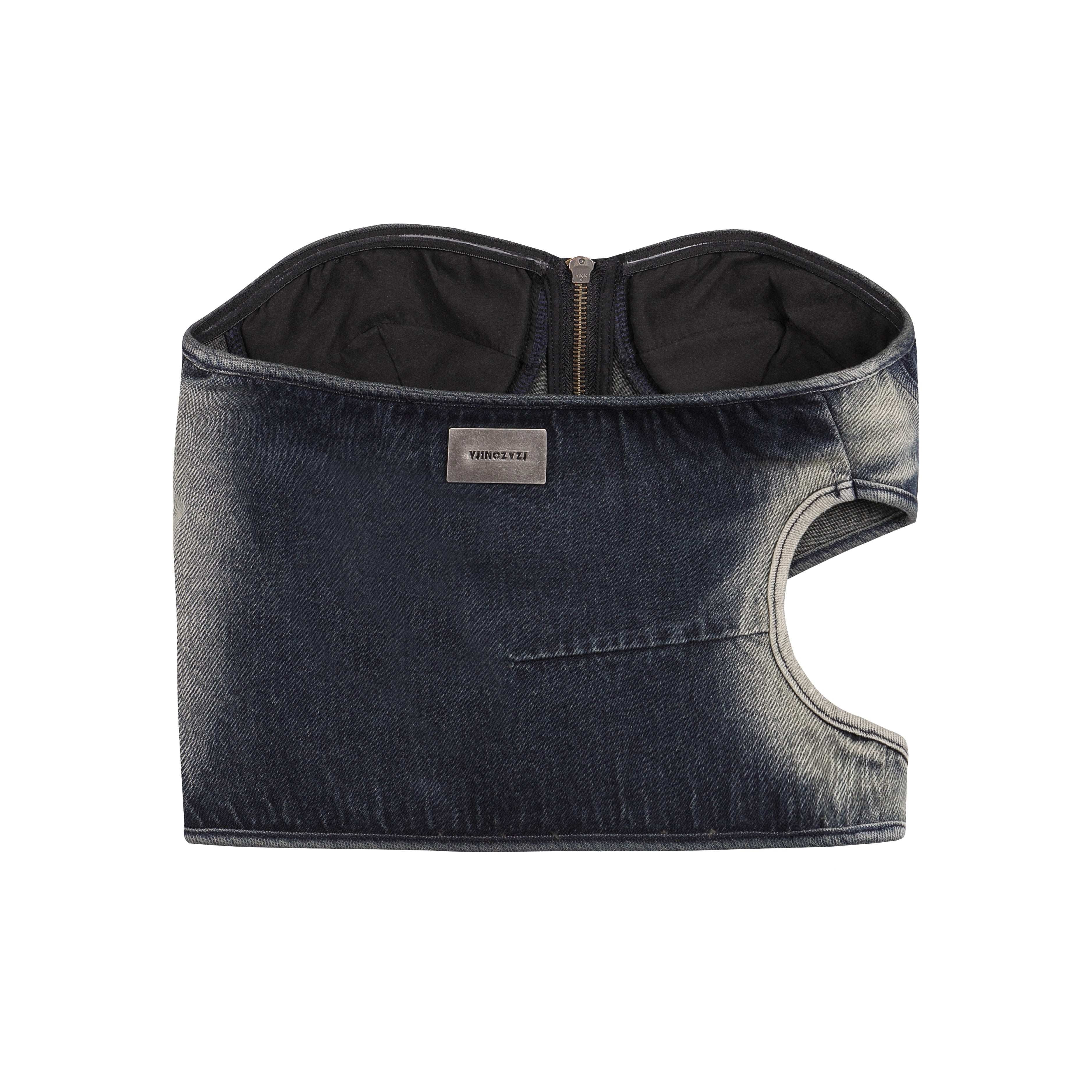 YJ1NGZYZJ Cut-Out Denim Tube Top
