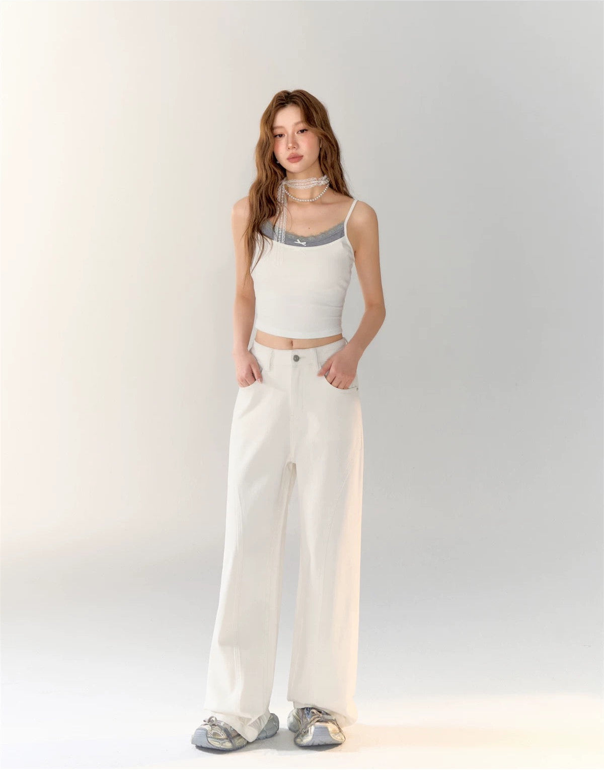 AsGony ASG24719 Fake two piece bow tie camisole