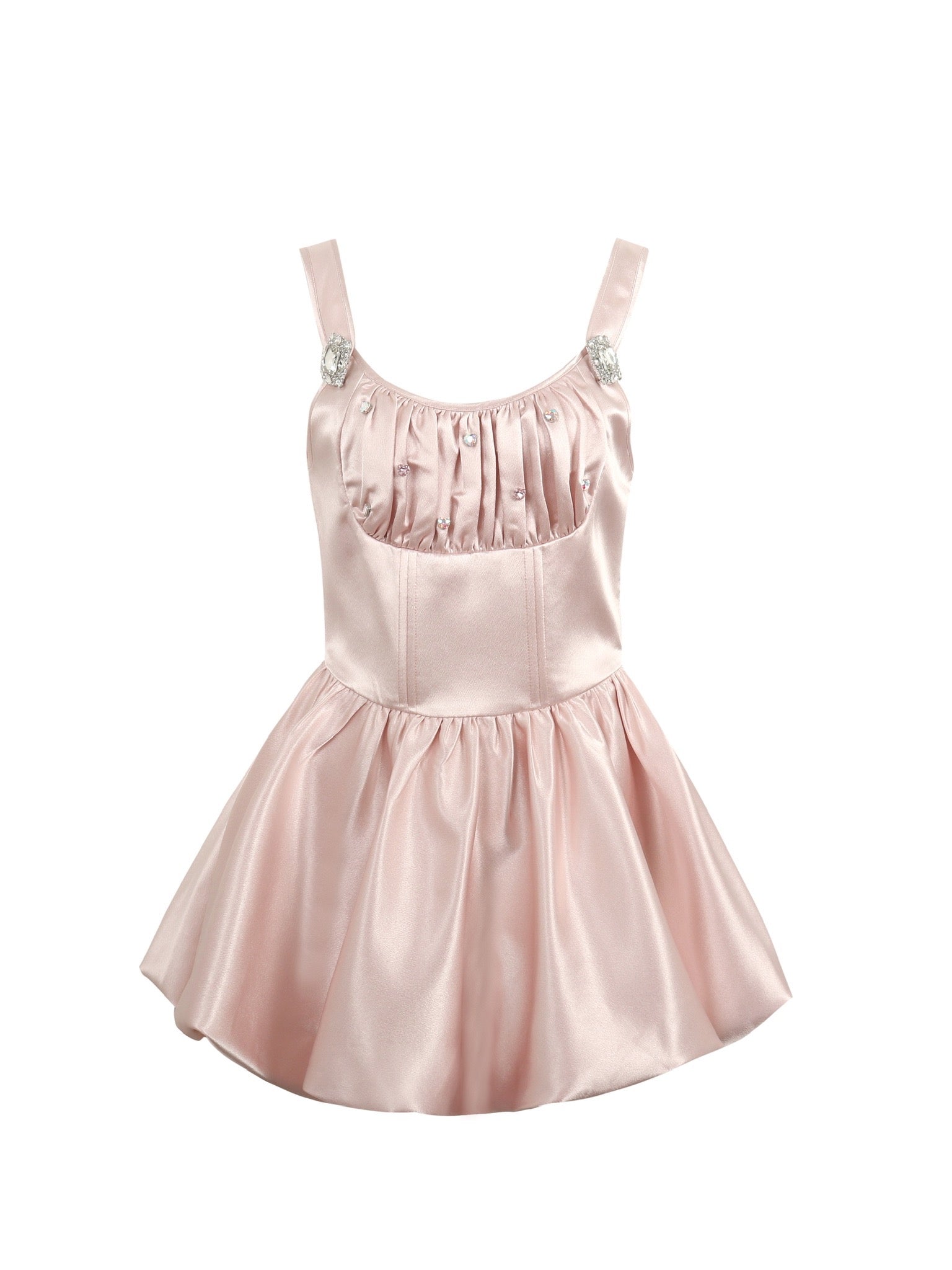 Jean Soo Peach pink diamond waist cinching fluffy dress