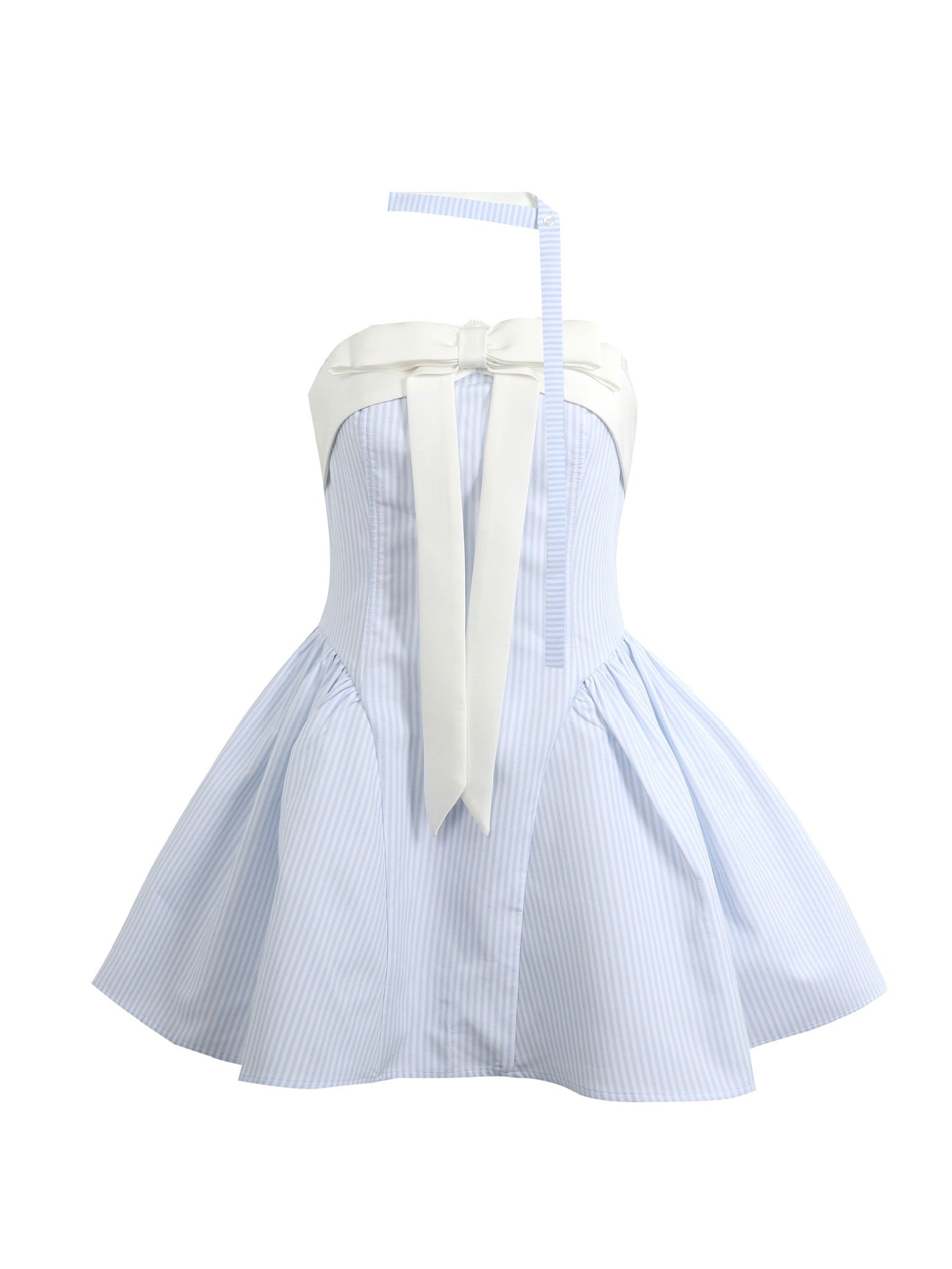 Jean Soo Mist blue patchwork bow fluffy dress