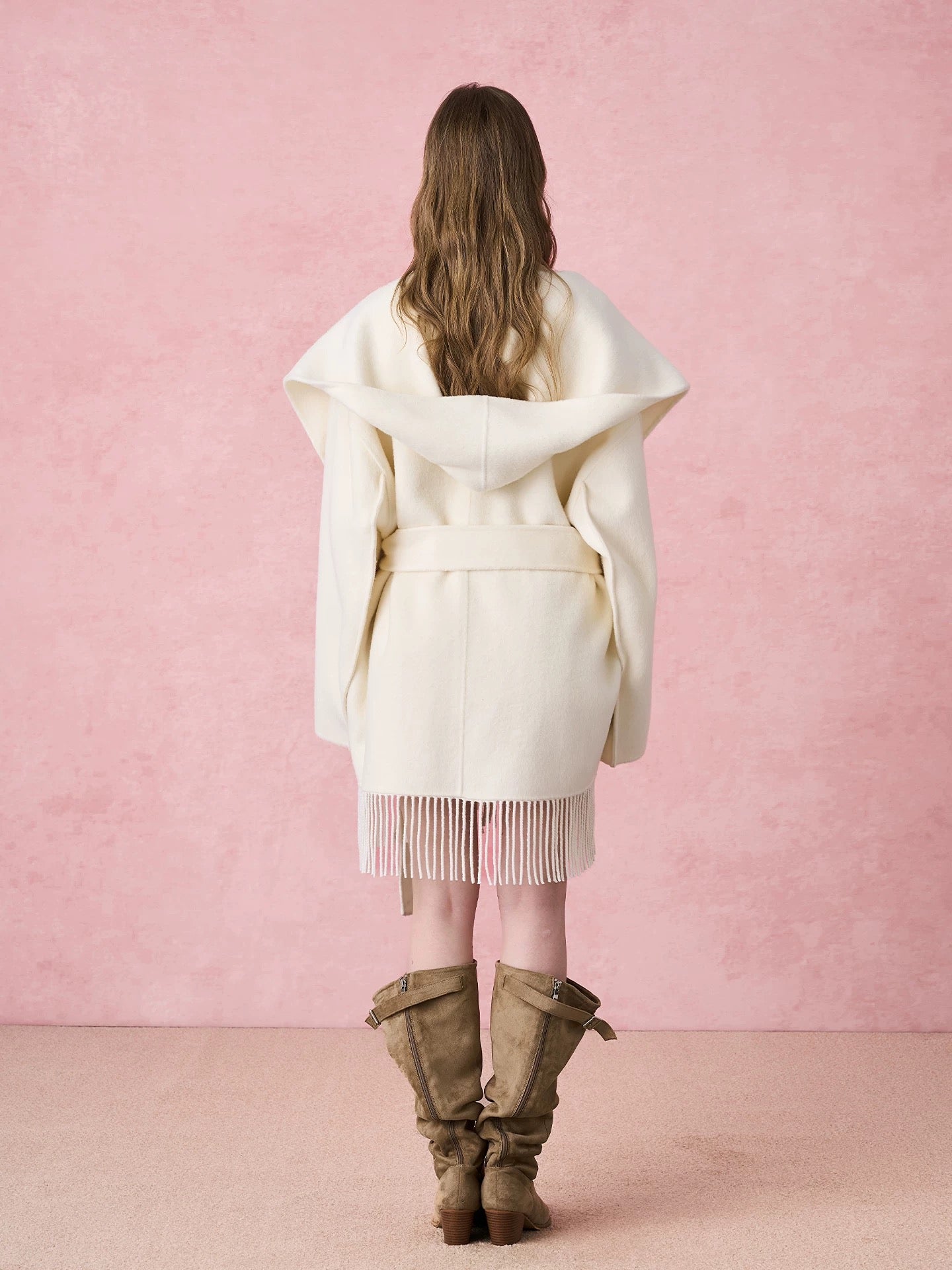 DIANA VEVINA Retro fringe lace up coat