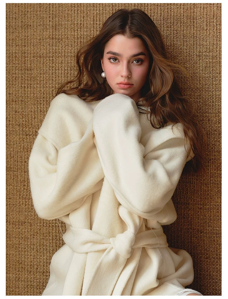 DIANA VEVINA Retro fringe lace up coat