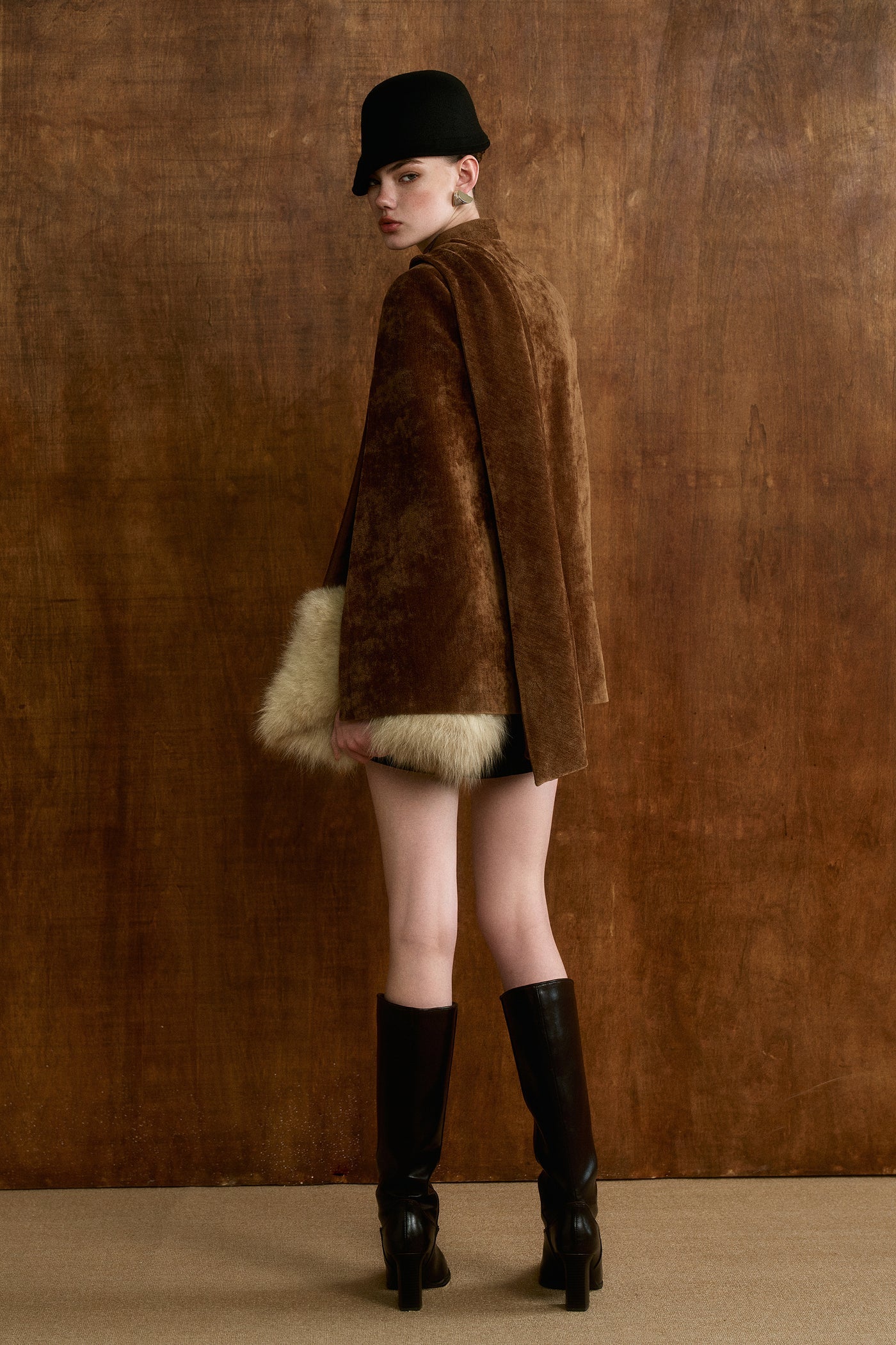CICI BRONTE Velvet Cape Coat