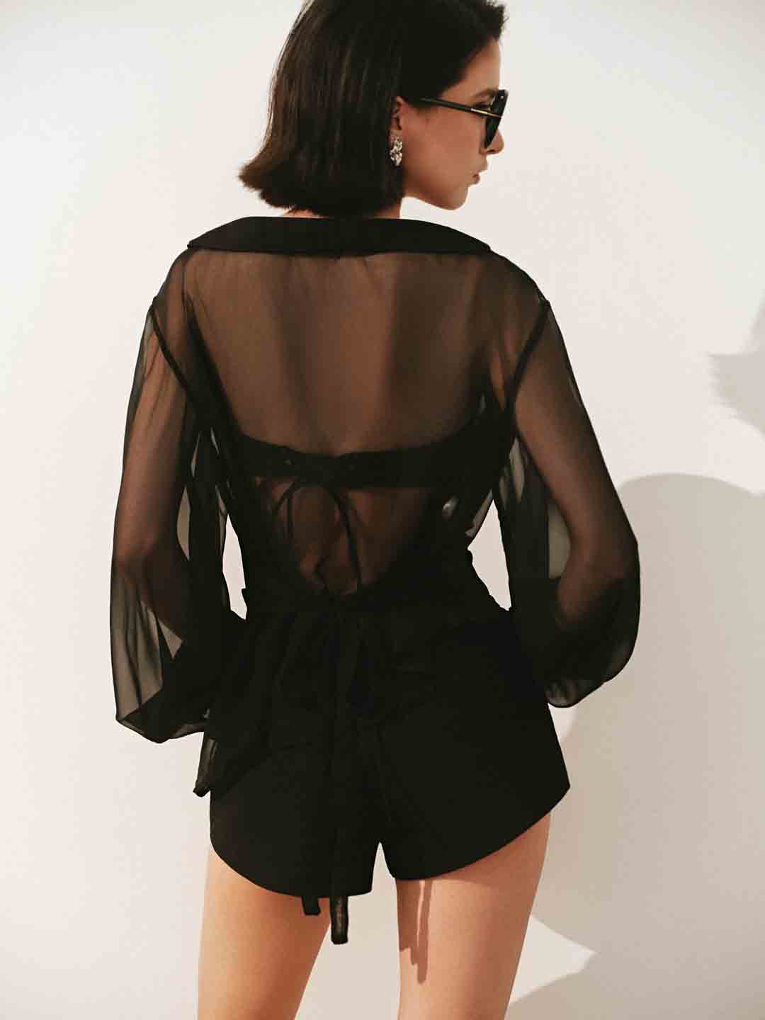CICI Black Embroidered Top & Shorts Set