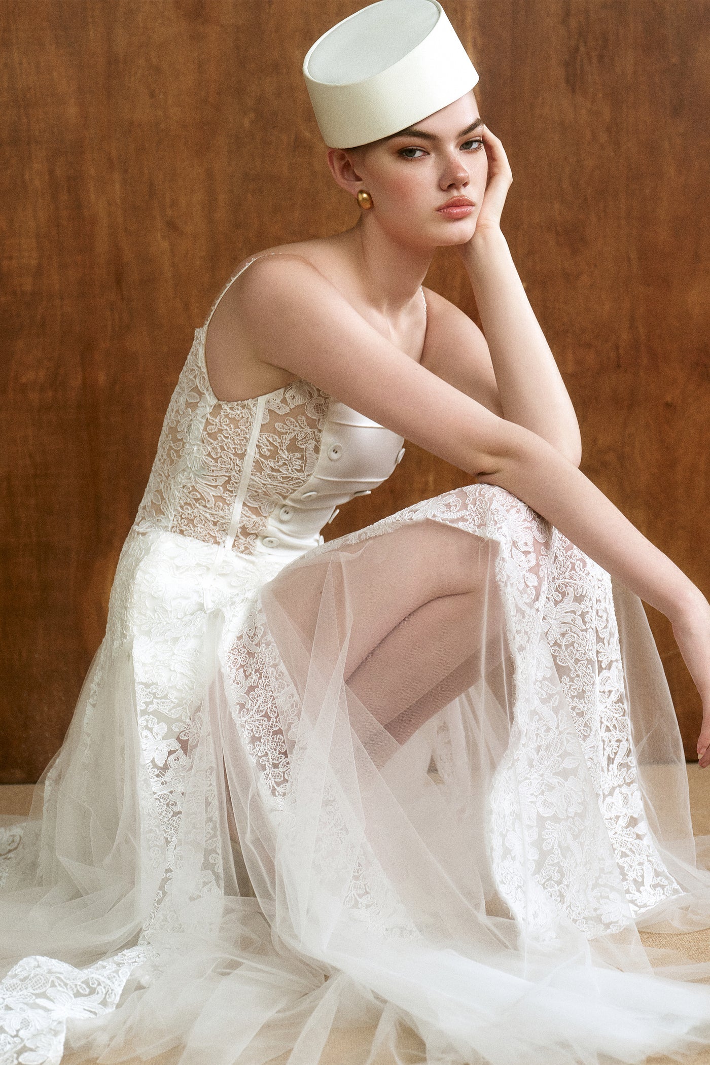 CICI MARIEL Scarf-Neck Lace Maxi Dress