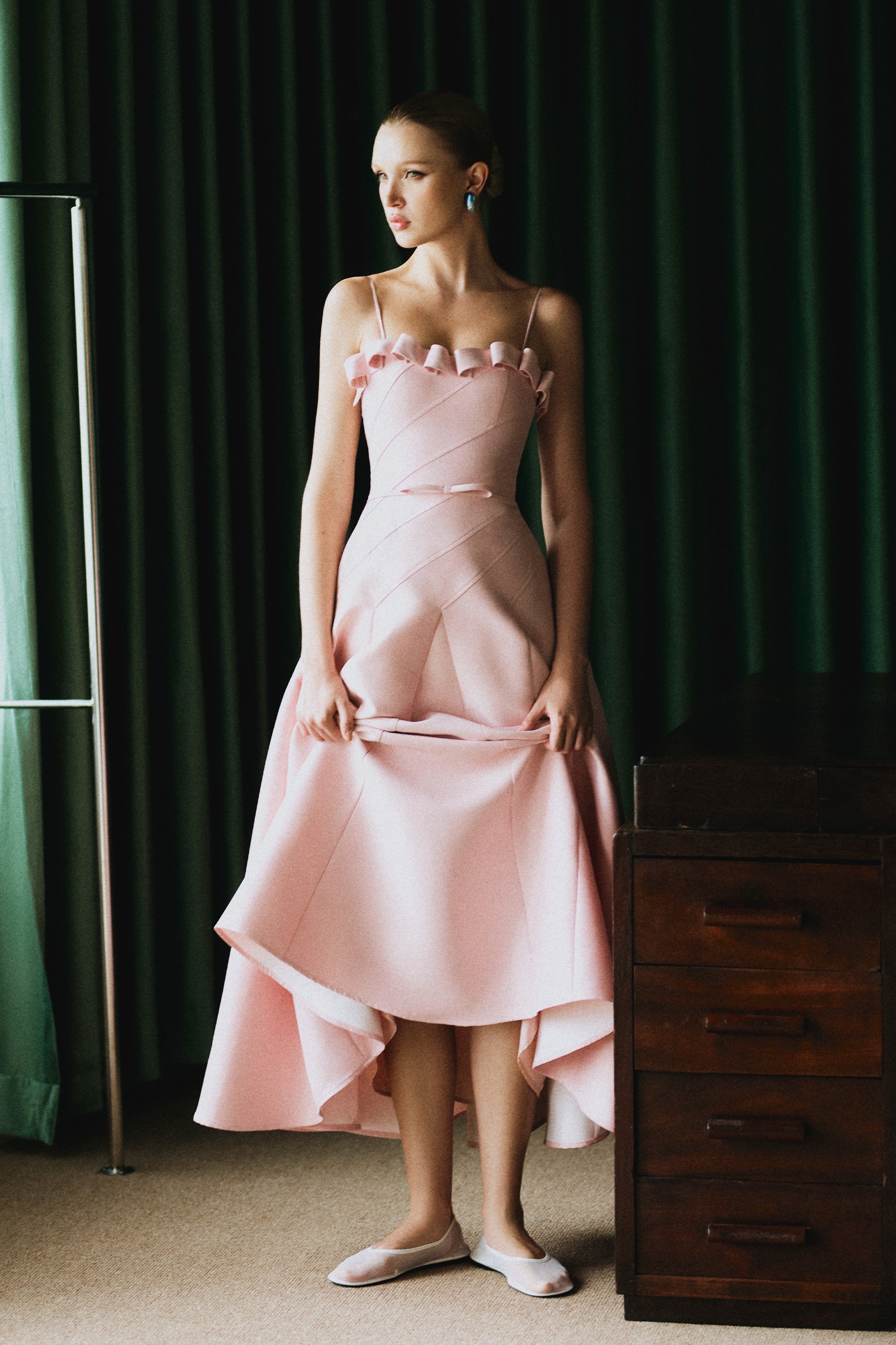 CICI CHLOE Flared Midi Dress with Cape