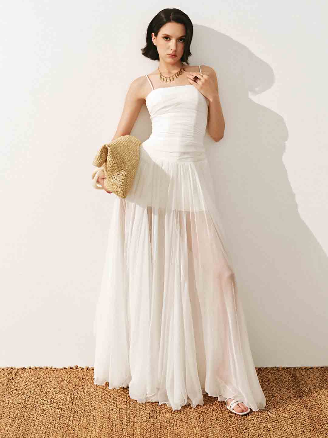 CICI Thea Sheer Maxi Dress & Thea Asymmetric Draped Cape Set