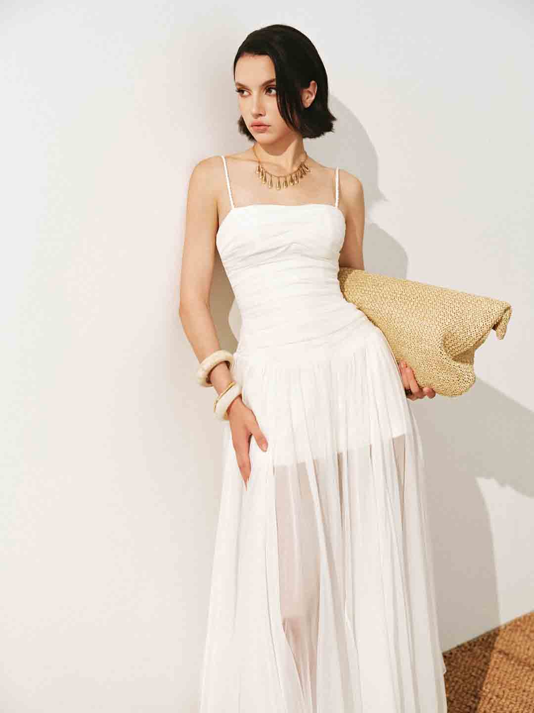 CICI Thea Sheer Maxi Dress & Thea Asymmetric Draped Cape Set