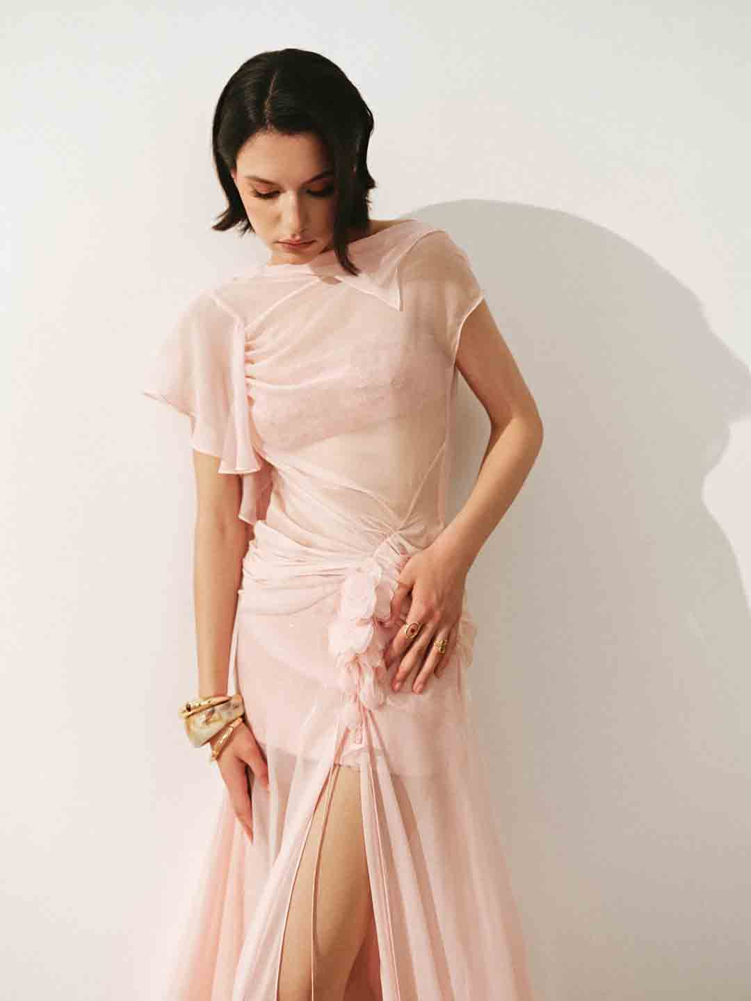 CICI Aurora Backless Sheer Maxi Dress