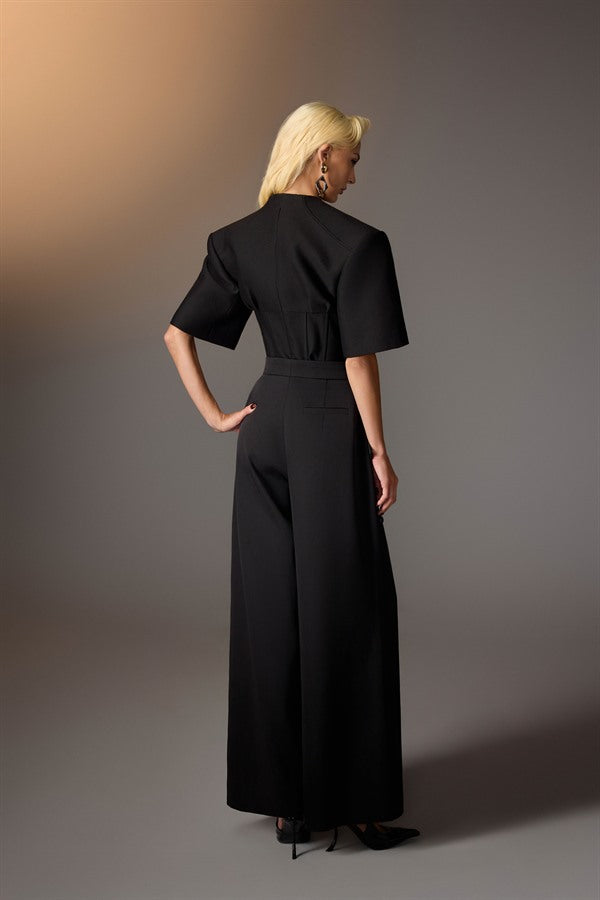 KEIRA TONG Puff-sleeve Corset Top & Layered Buttons Pants