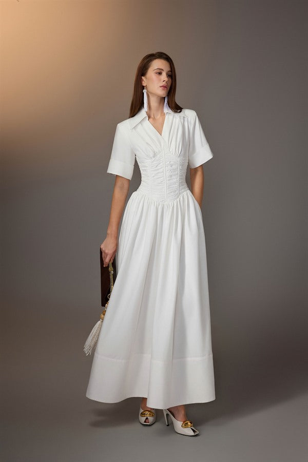 KEIRA TONG Ruching Shirt Dress