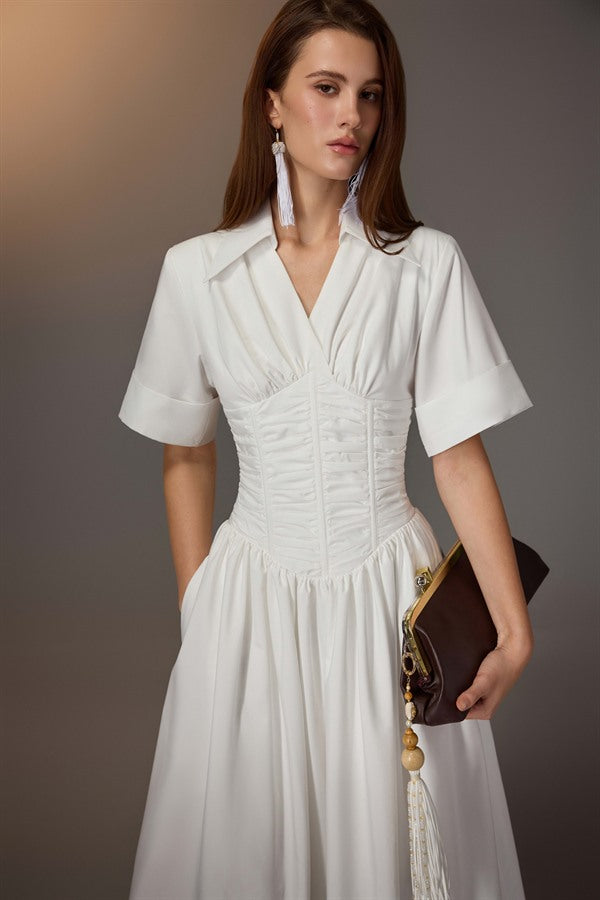 KEIRA TONG Ruching Shirt Dress