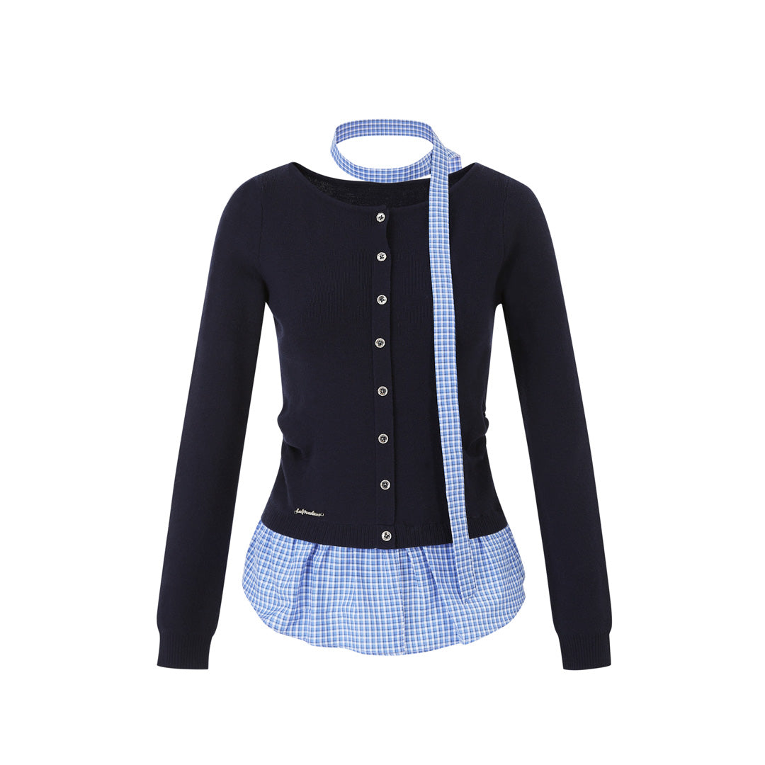 Lafreedom LAF350902 Fake two piece contrasting knitted top