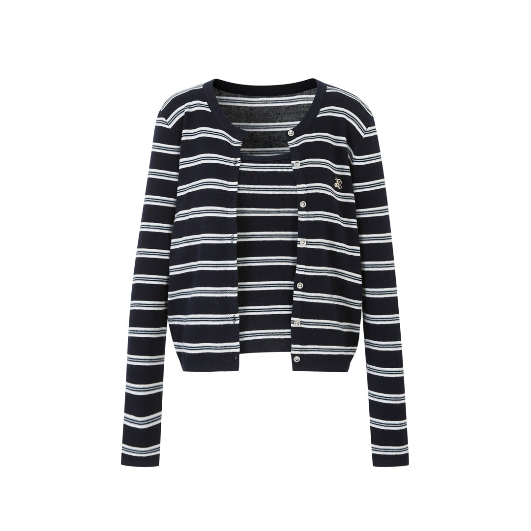 Lafreedom LAF350904 Contrast striped cardigan + camisole set