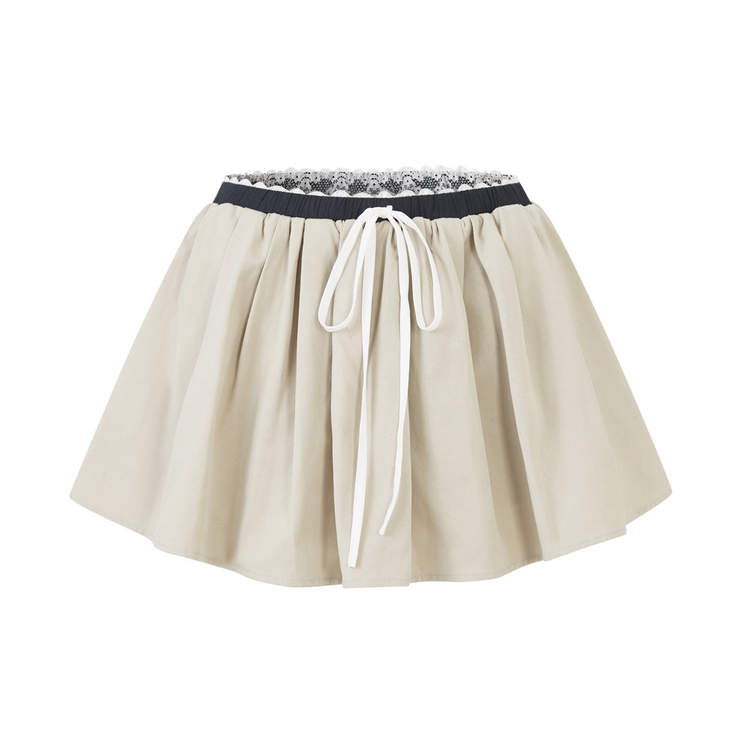 Lafreedom LAF350905 Color blocking patchwork lace skirt
