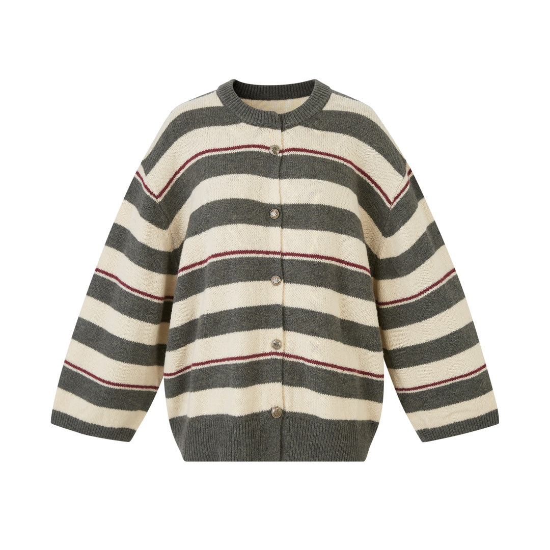 Lafreedom LAF350914 Contrasting color striped cardigan