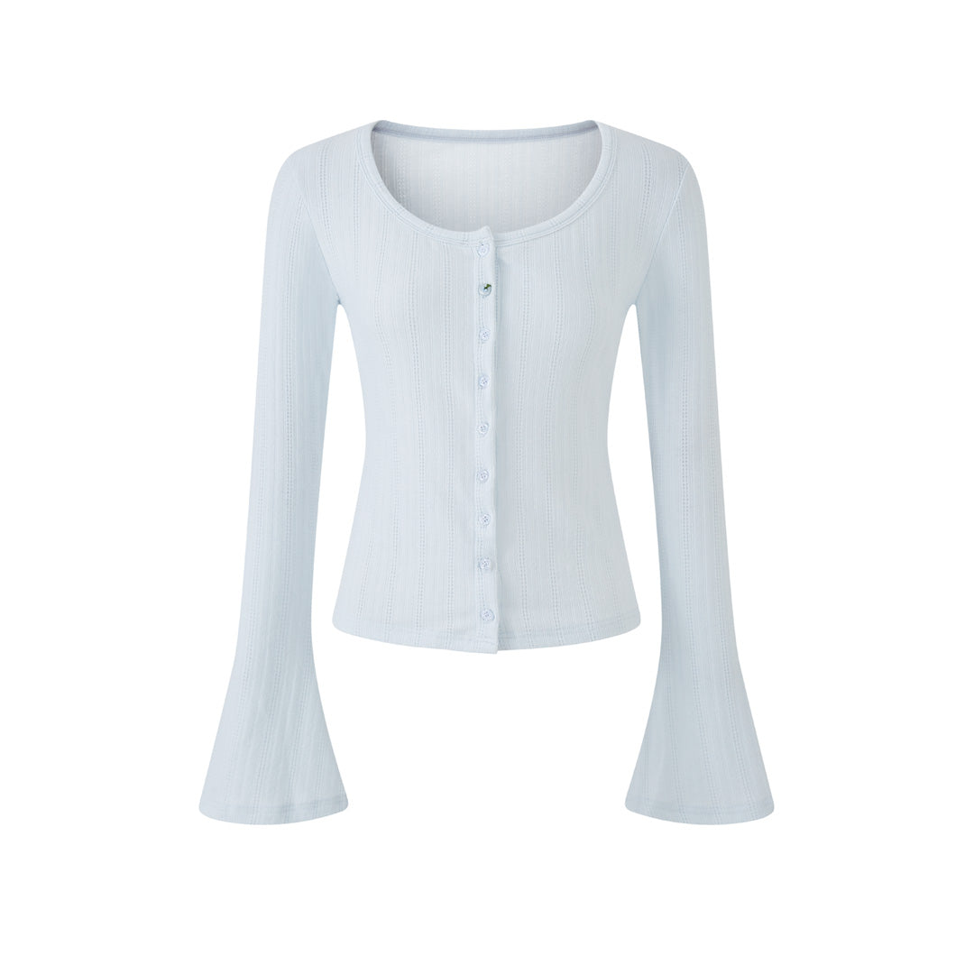 Lafreedom LAF360109 Micro flared long sleeved soft knit cardigan top