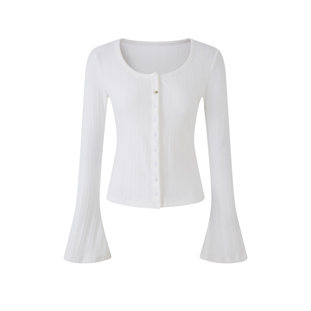 Lafreedom LAF360109 Micro flared long sleeved soft knit cardigan top