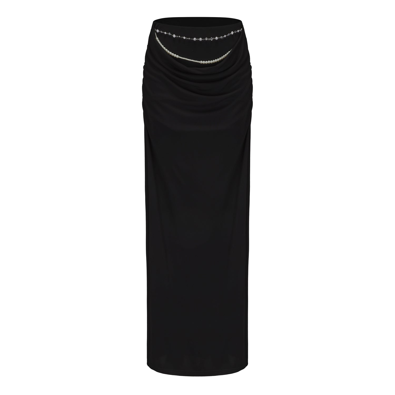 Kingwen Black ribbon top + Pleated split maxi skirt set(seperate)