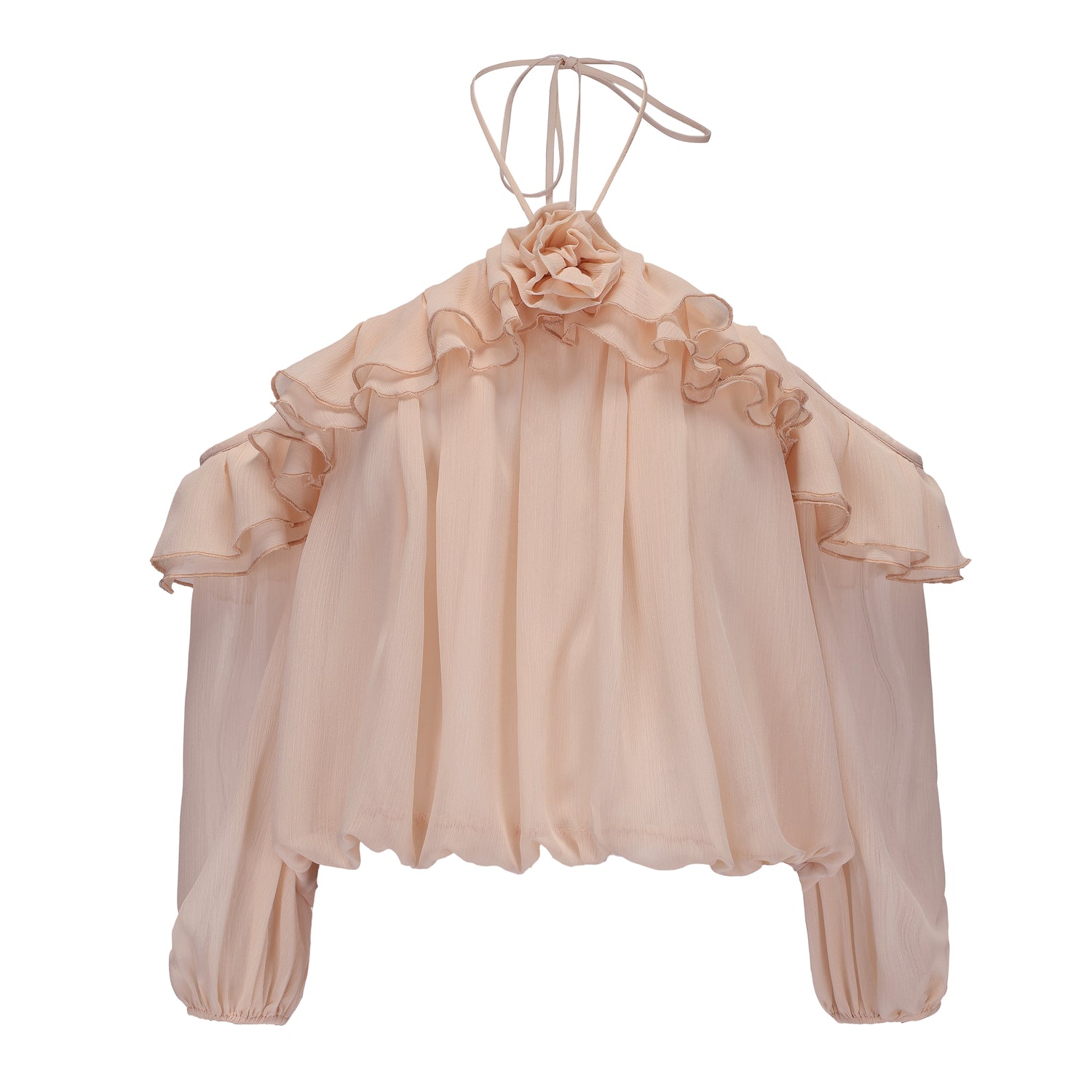 Kingwen Pink neck hanging shirt + Pleated ribbon skirt set (seperate)