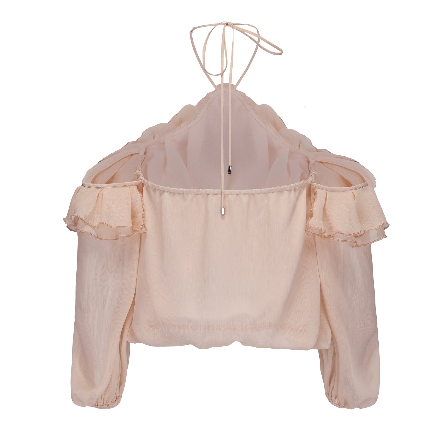 Kingwen Pink neck hanging shirt + Pleated ribbon skirt set (seperate)