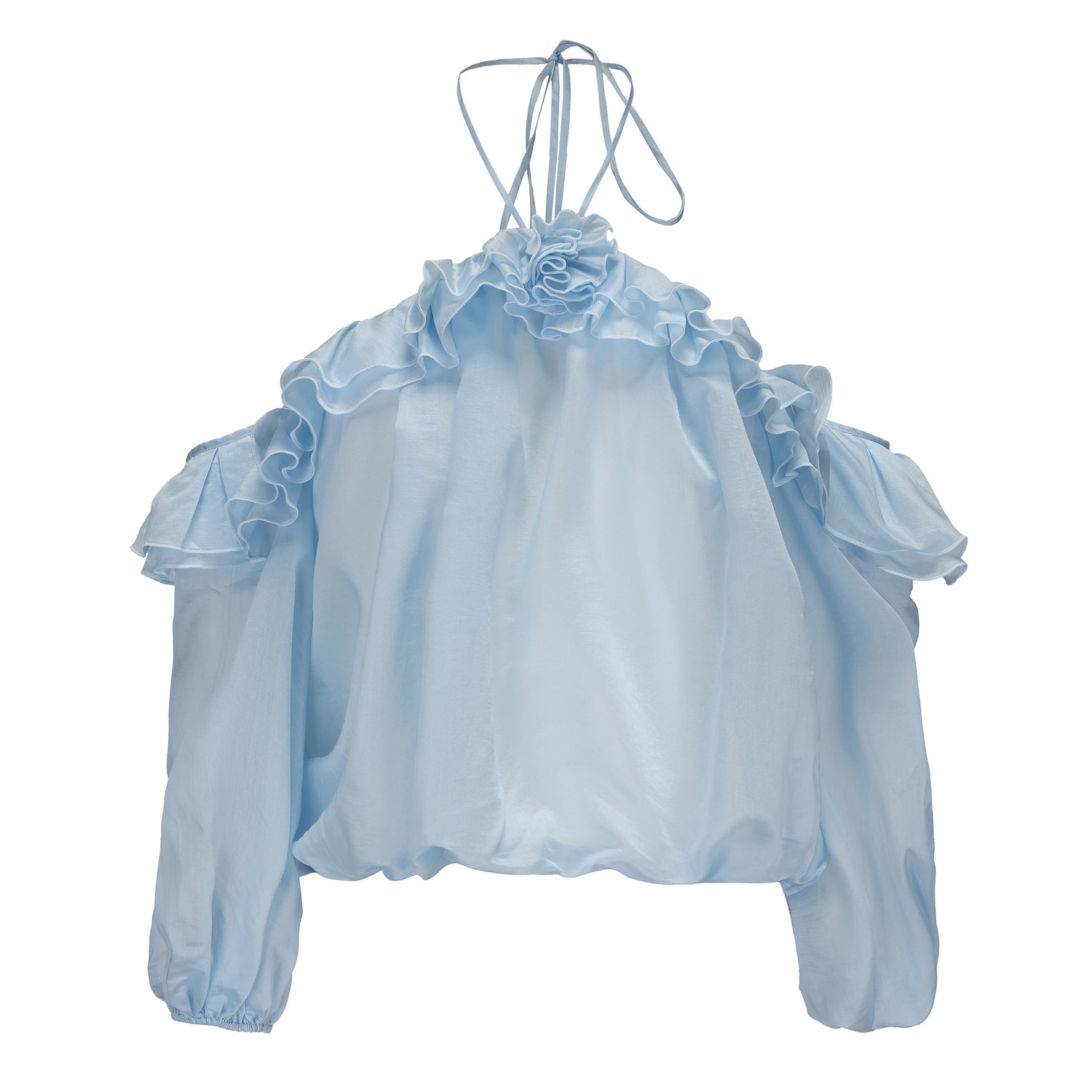 Kingwen Blue neck hanging shirt  + lace up shorts set (seperate)