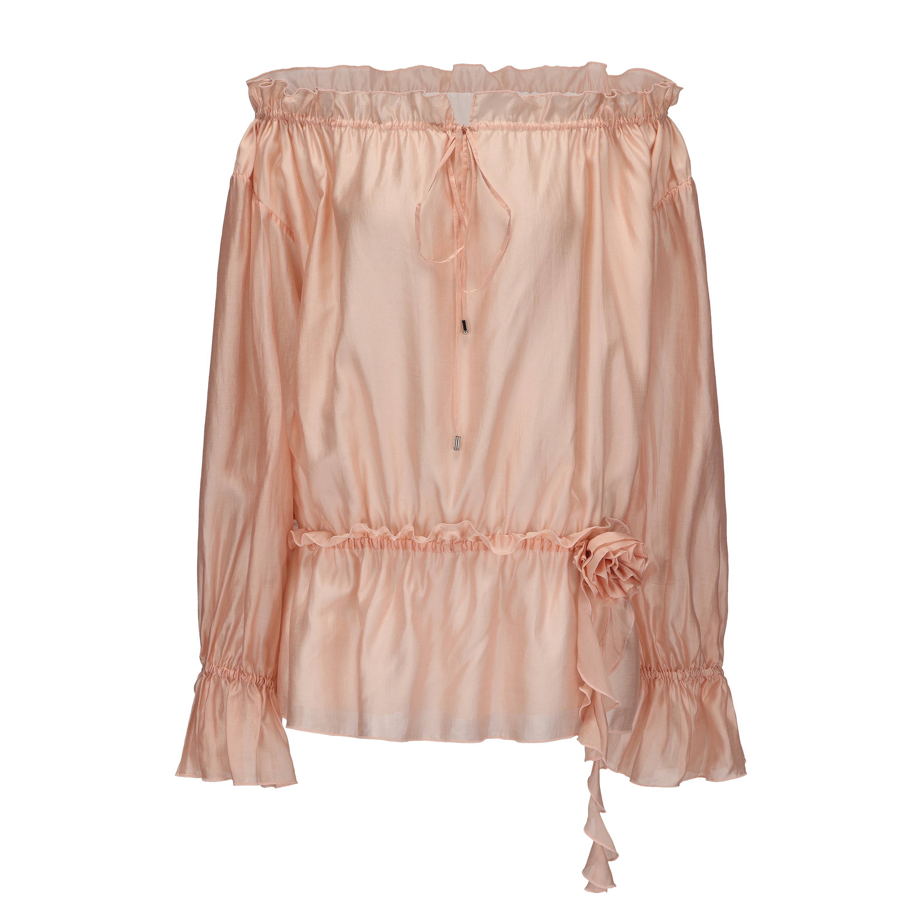 Kingwen Pink off shoulder shirt + lace up shorts set (seperate)