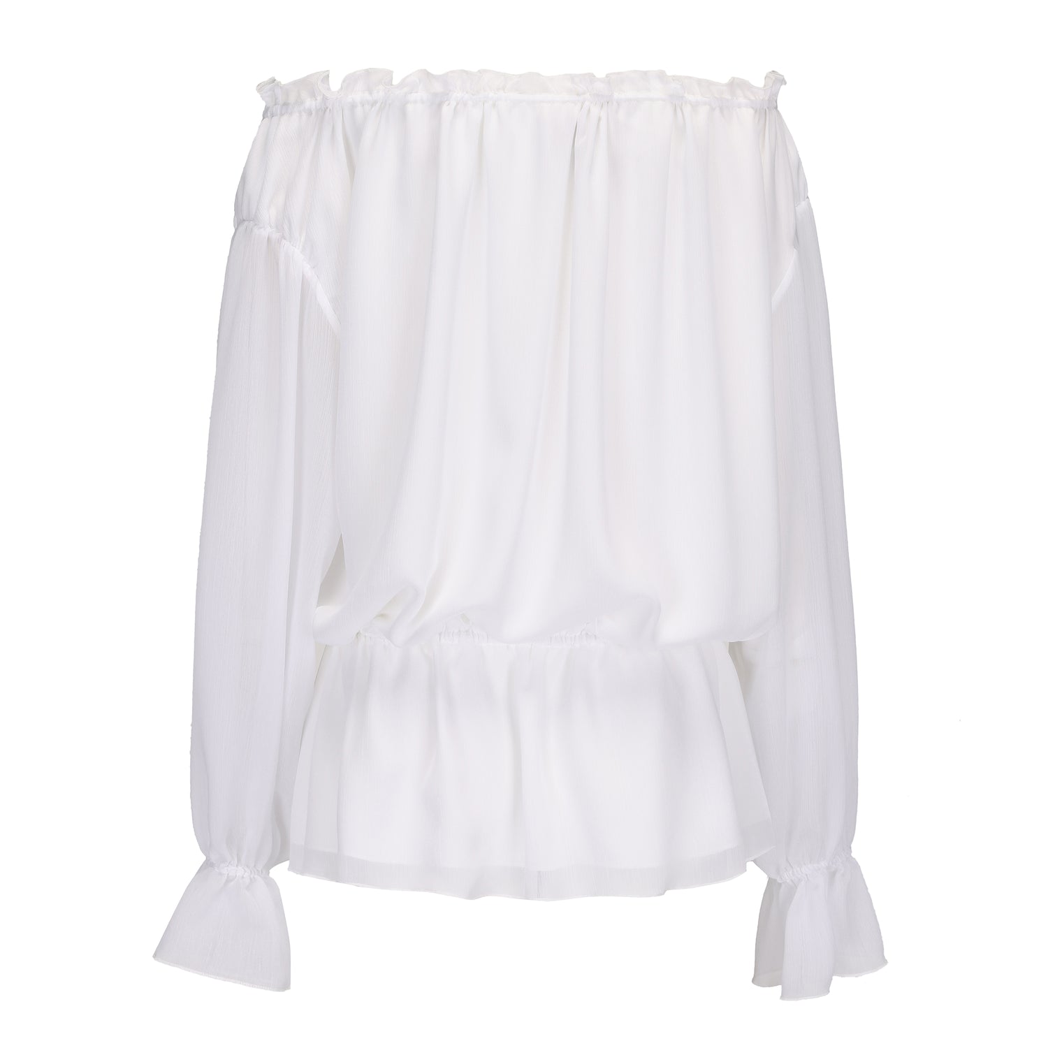 Kingwen White off shoulder shirt  + lace up shorts set (seperate)
