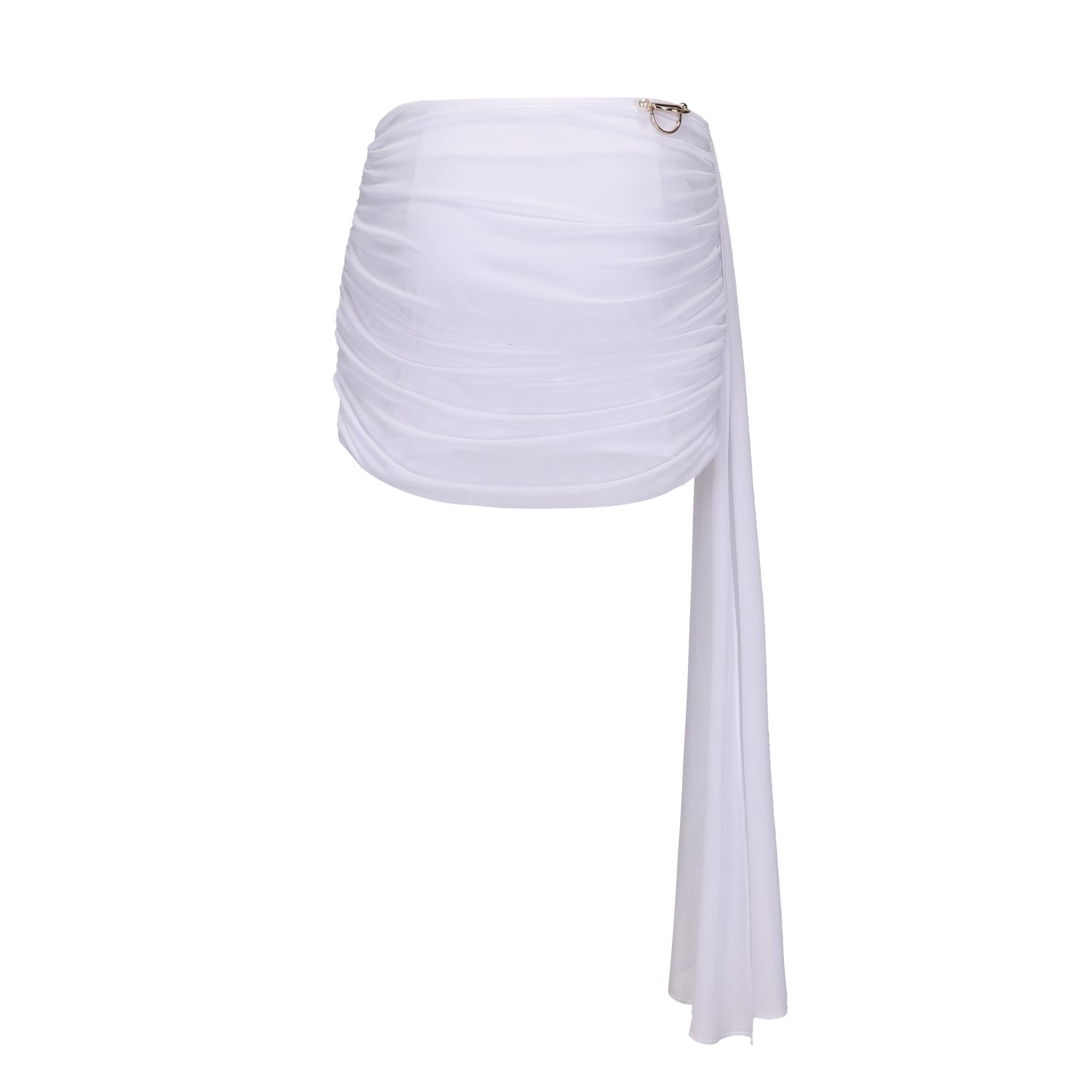 Kingwen White V-neck long sleeved shirt  + Pleated ribbon skirt set (seperate)