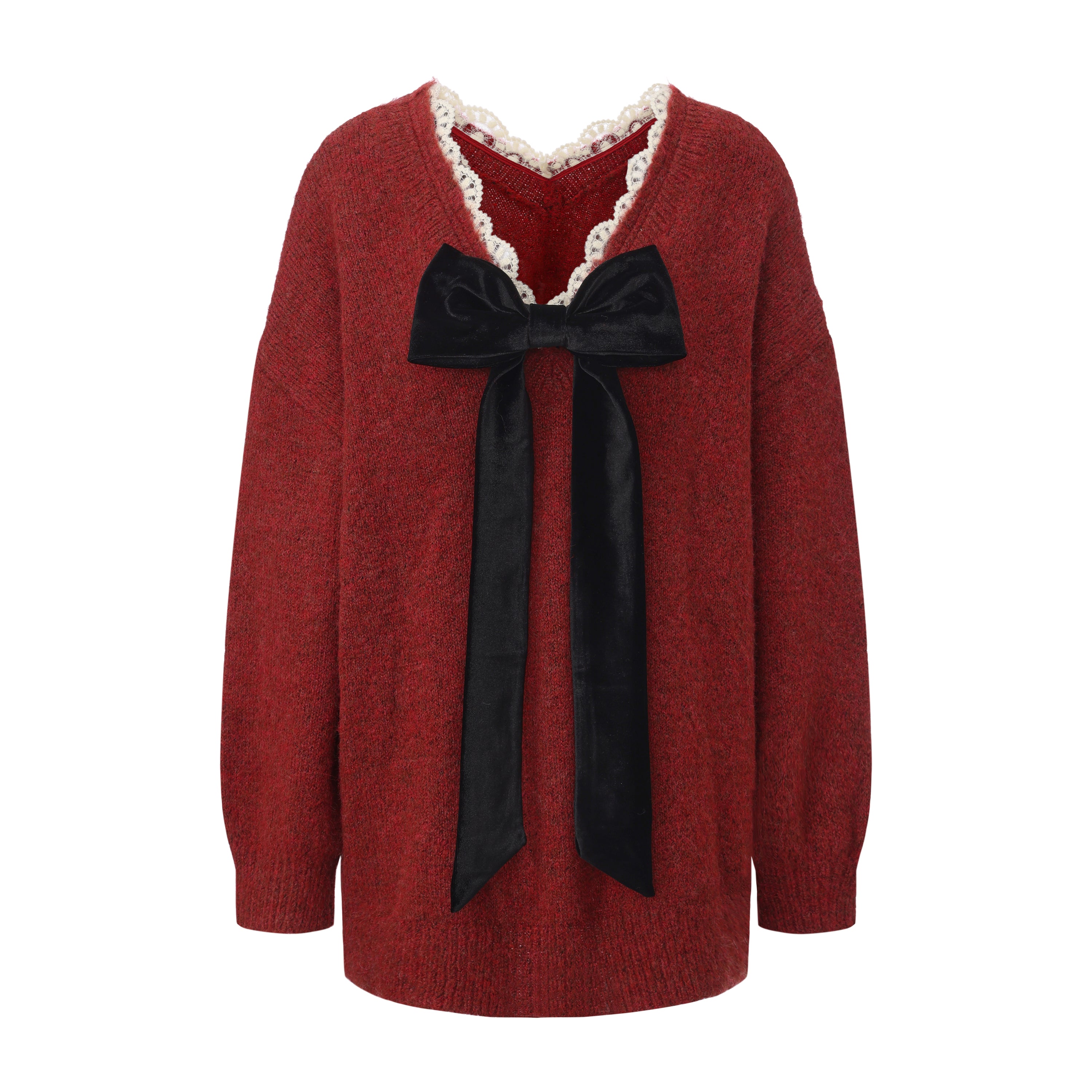 Sweater with detachable bows (Red)