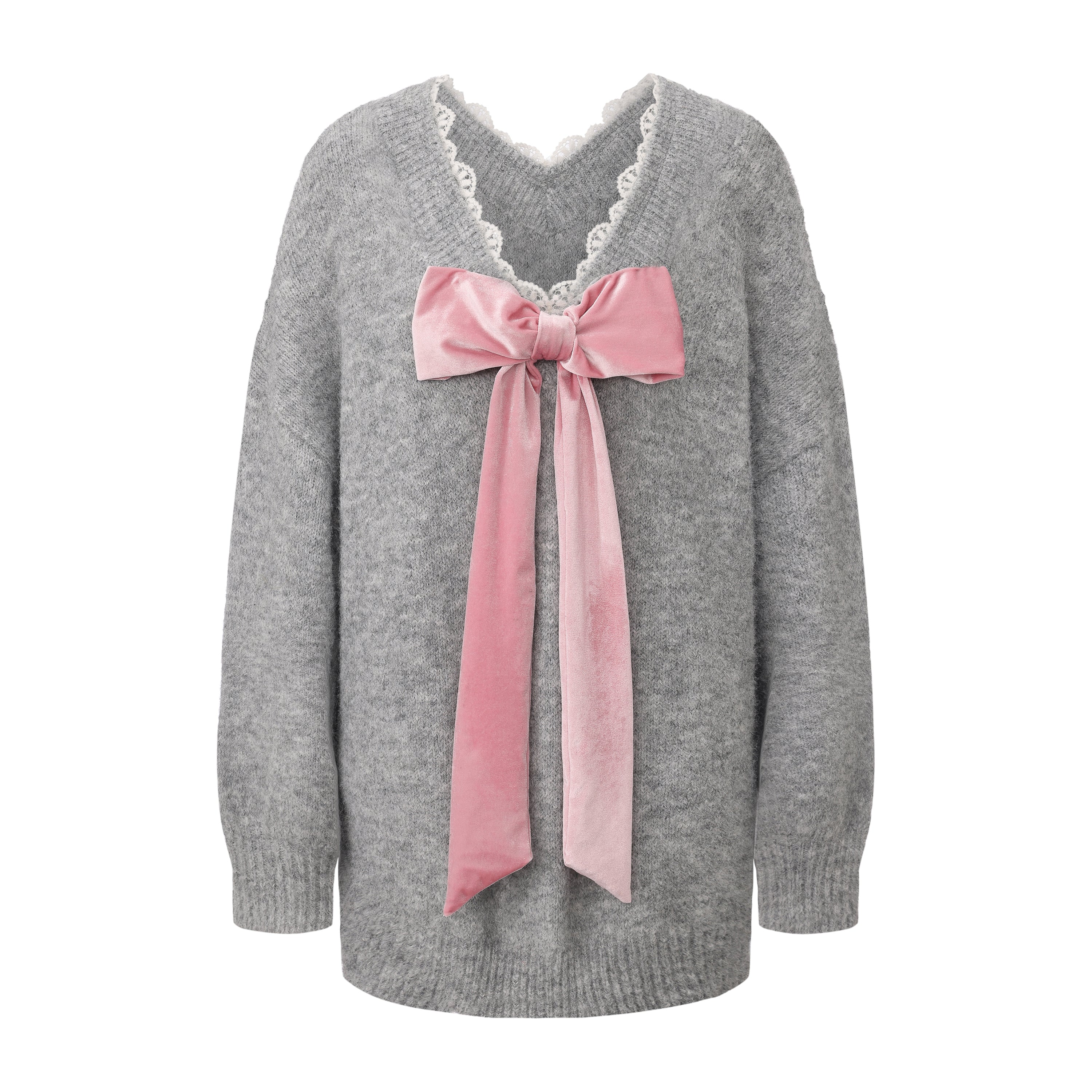 Sweater with detachable bows (Grey)
