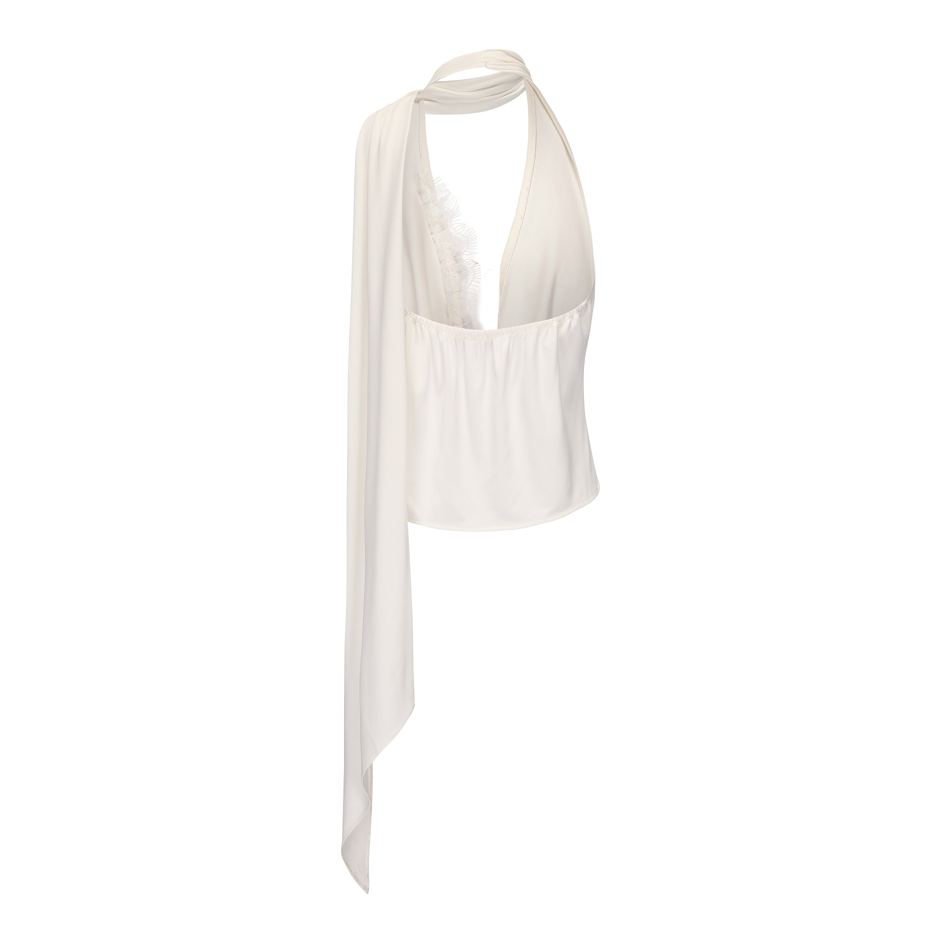 Kingwen White ribbon top + Pleated split maxi skirt set(seperate)