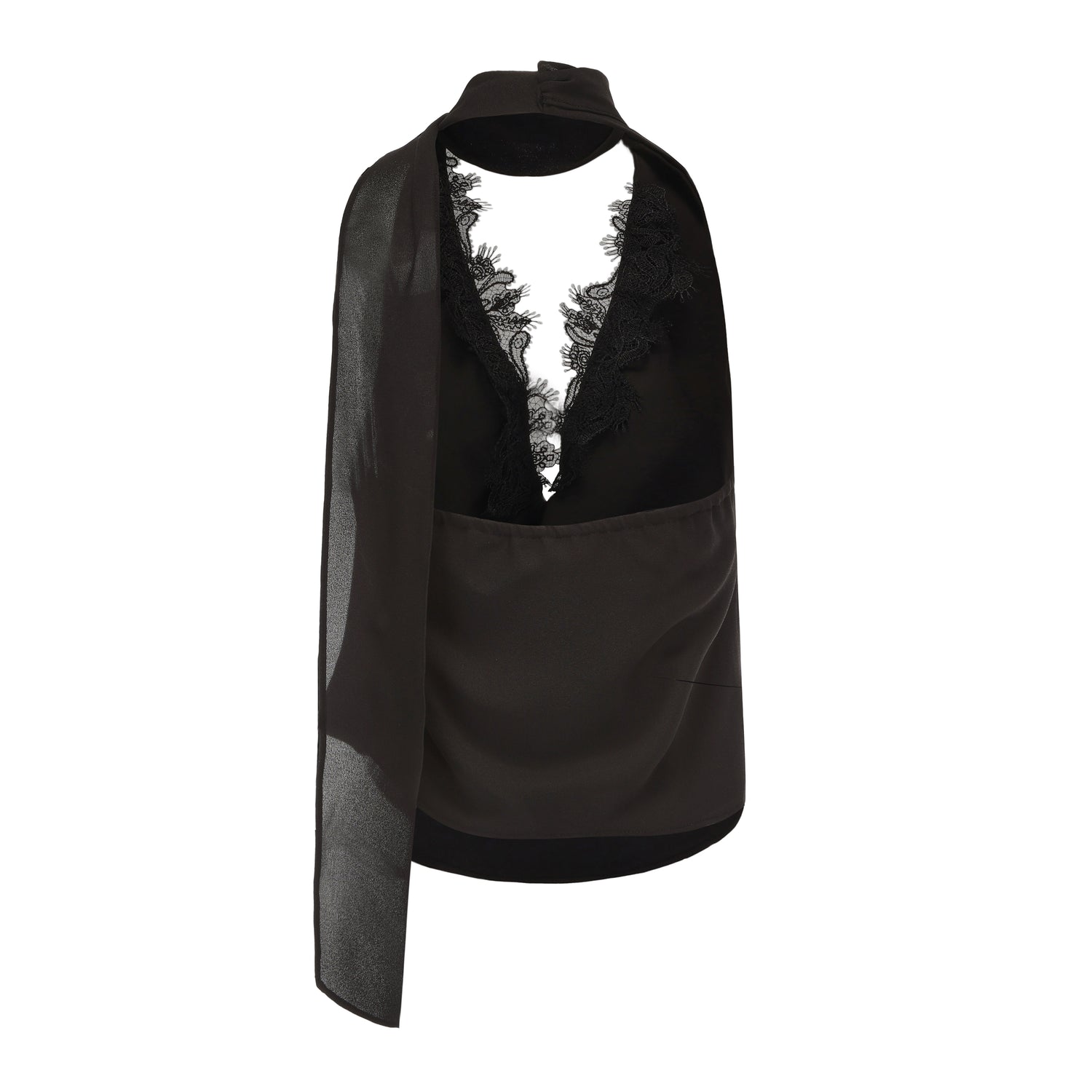 Kingwen Black ribbon top + Pleated split maxi skirt set(seperate)