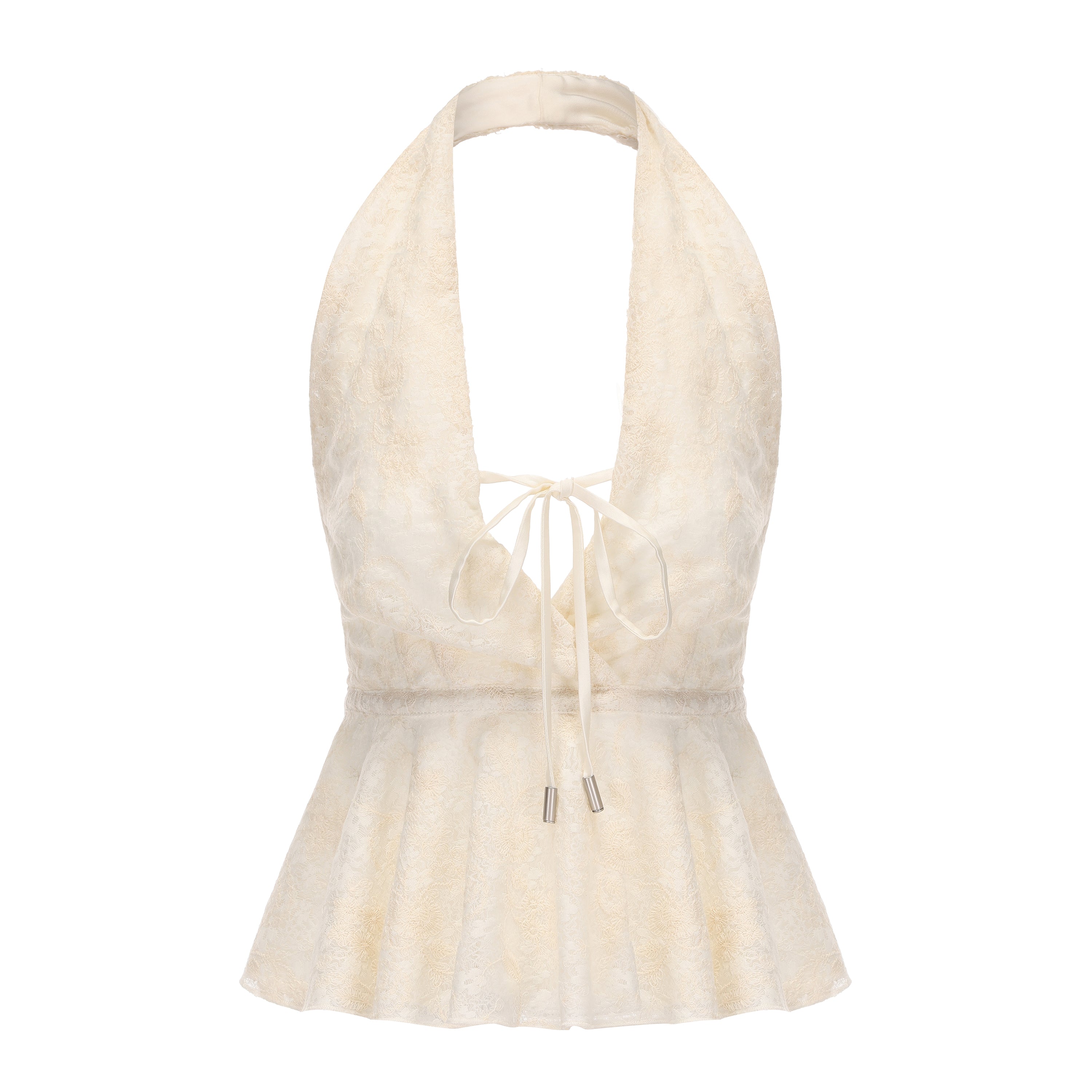 Kingwen Beige textured neck hanging top