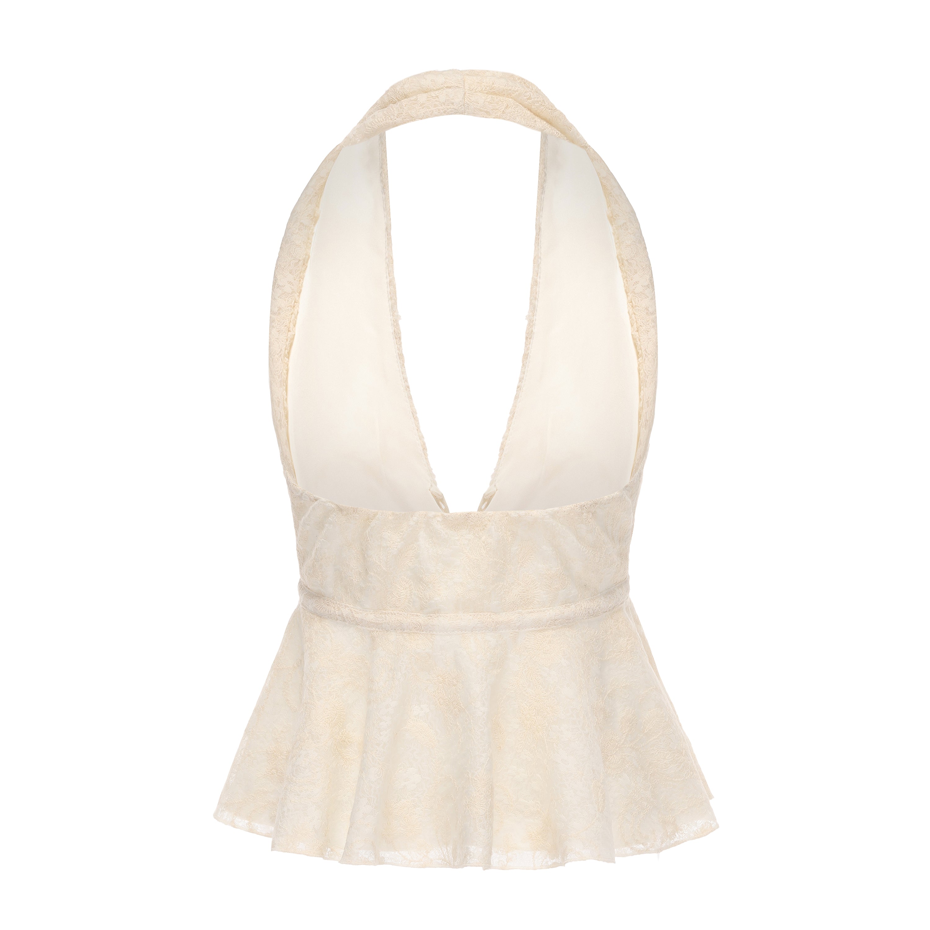 Kingwen Beige textured neck hanging top