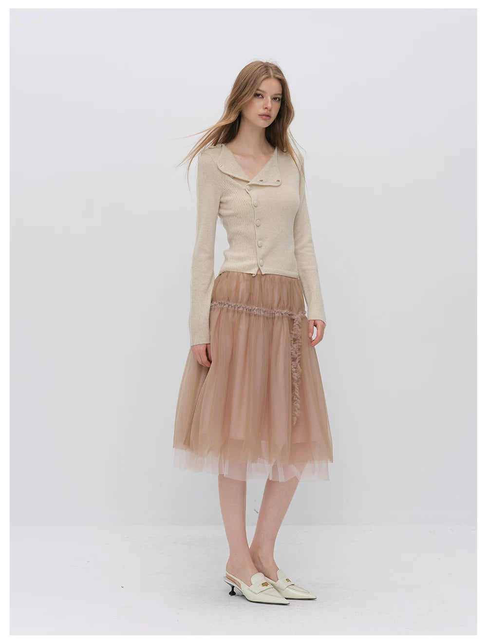 VIA PITTI VIADK6427 Asymmetric Placket Knit Cardigan
