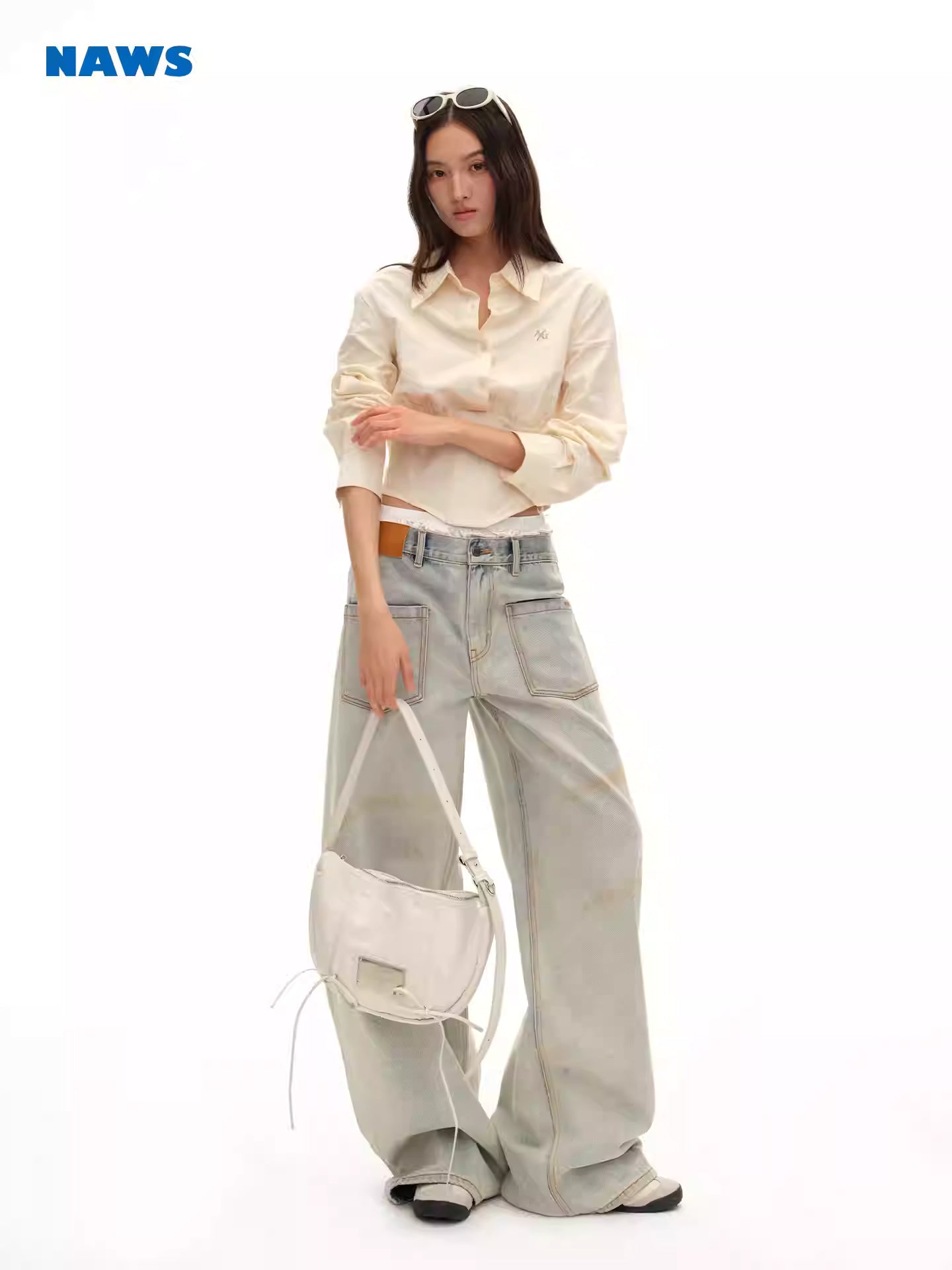 NAWS Off shoulder waist short shirt