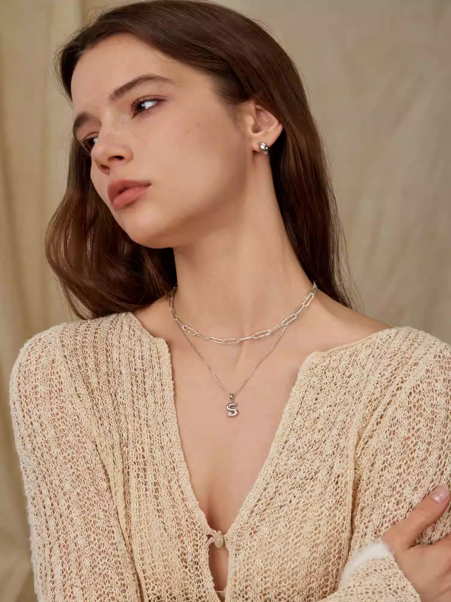 ARSIS Pure silver letter pendant necklace