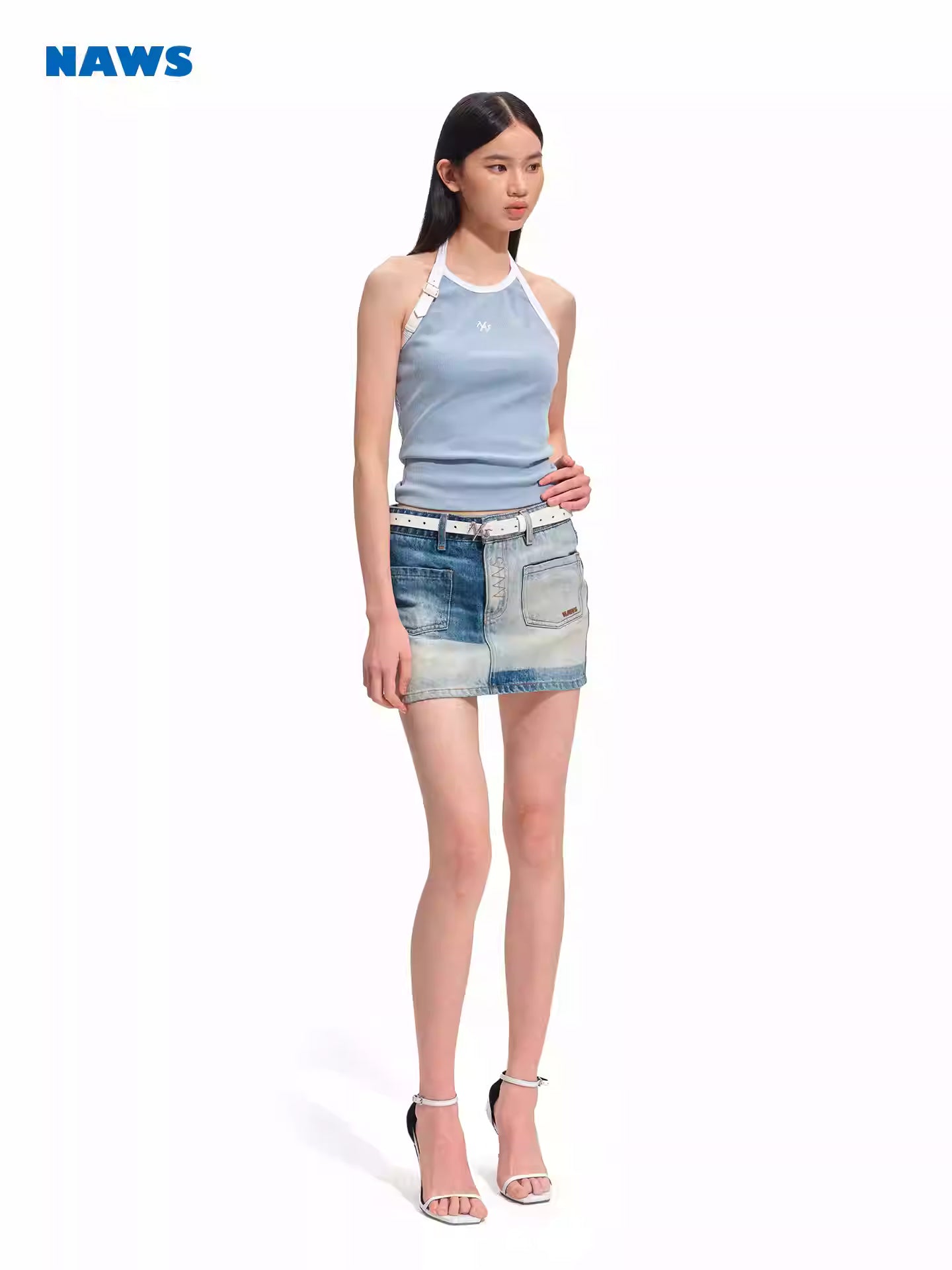 NAWS Washed laser pocket skirt