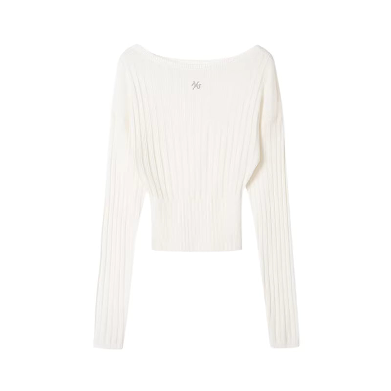 NAWS Off shoulder high stretch knitted top