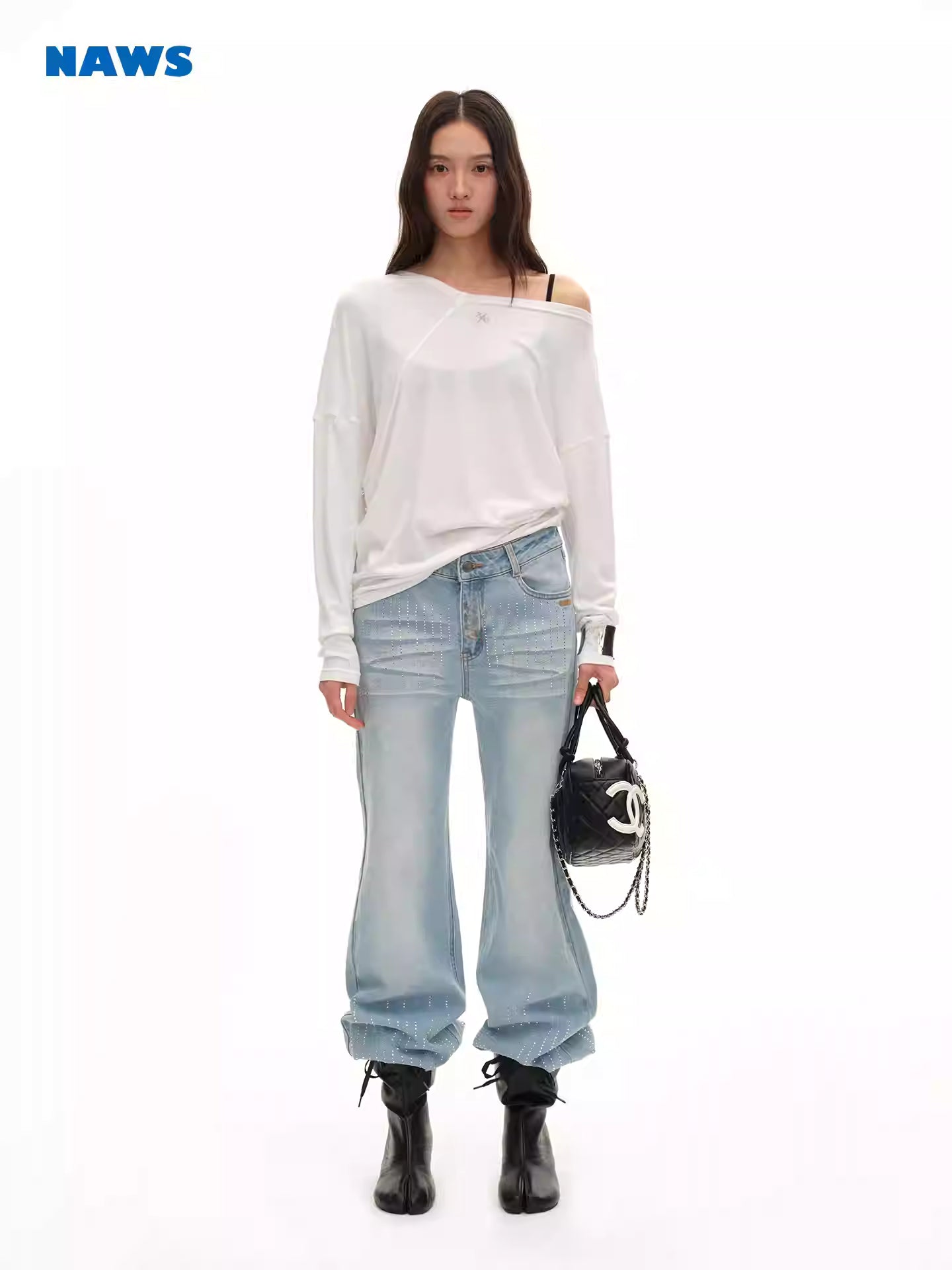 NAWS Micro transparent off shoulder top