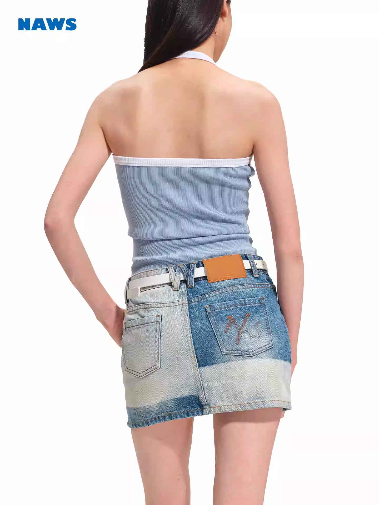 NAWS Washed laser pocket skirt