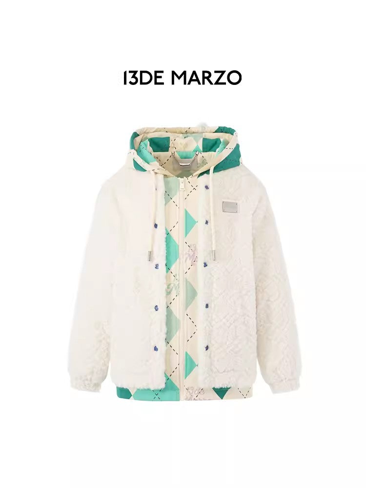 13DE MARZO Diamond Check Patch Coat