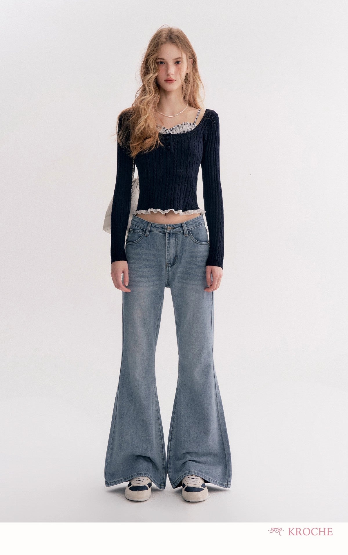 Kroche Faux Layered Cable-Knit Sweater(3 color)