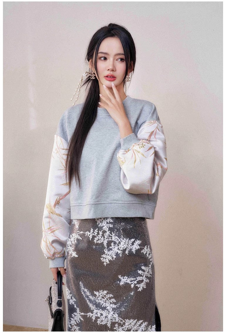 11 niseey Zhi Tou Short Hoodie Sequined Skirt Set (Separate)